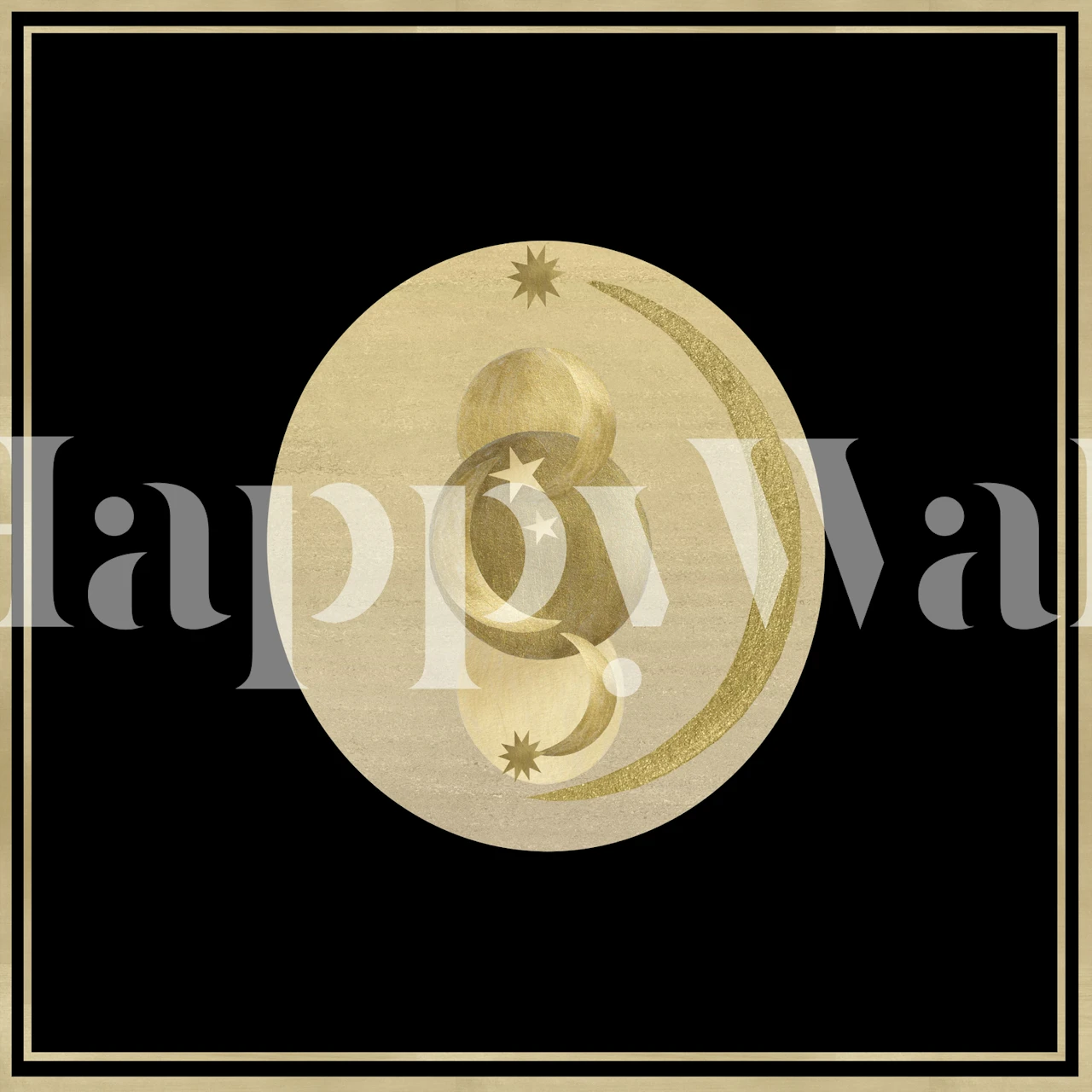 Tapeta Black Gold Moon i Stars w pokoju