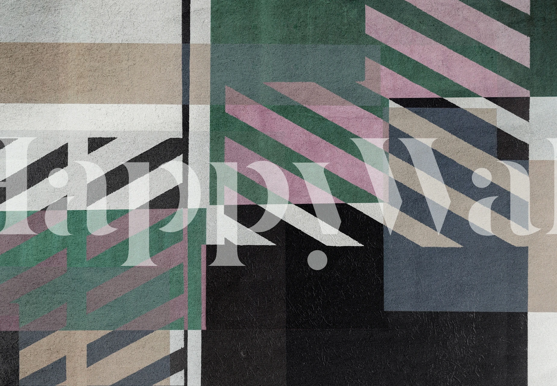 Lambe Lambe 5 abstract geometric wall mural with interlocking shapes and muted colors