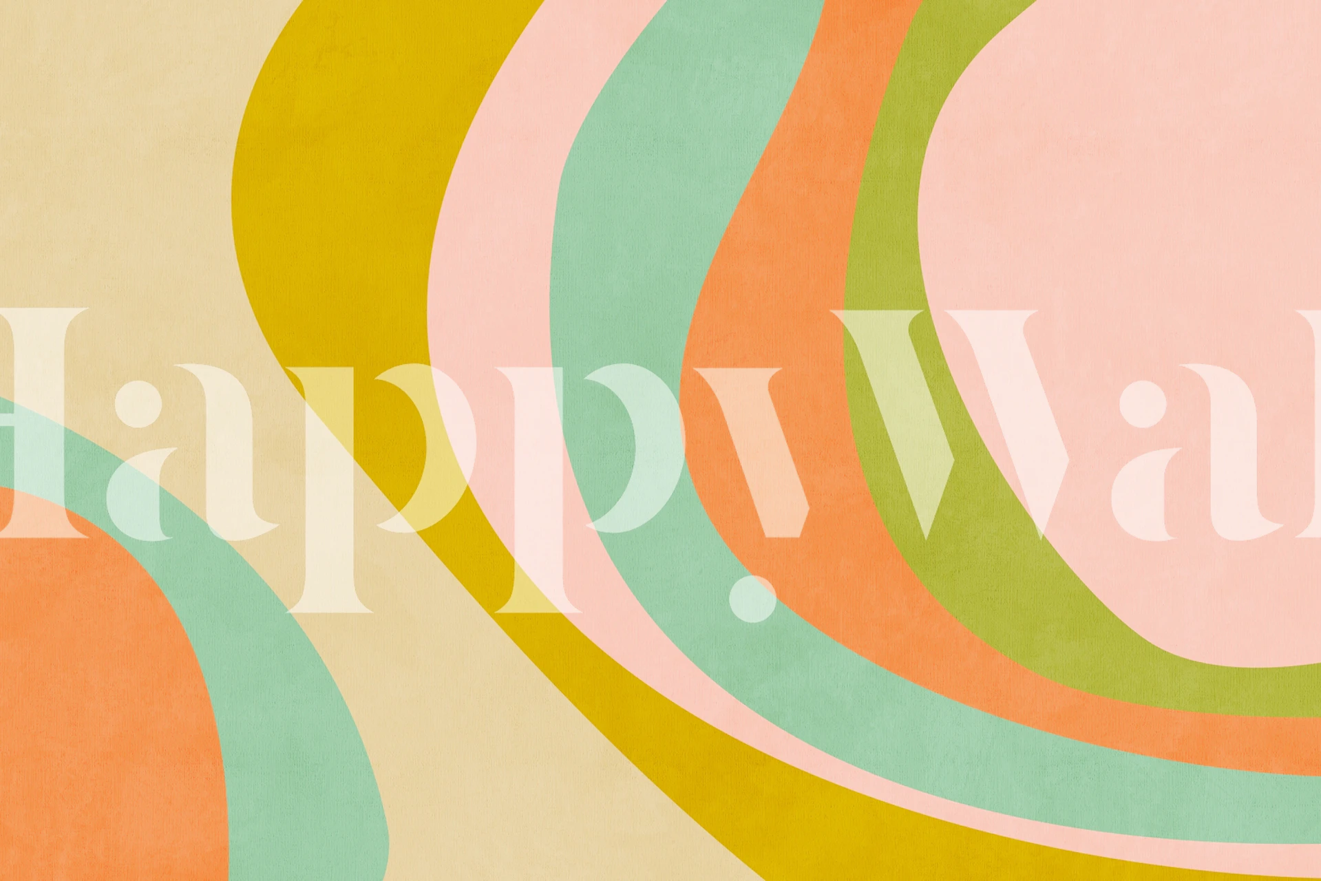 Mid century modern pastel wallpaper in a room