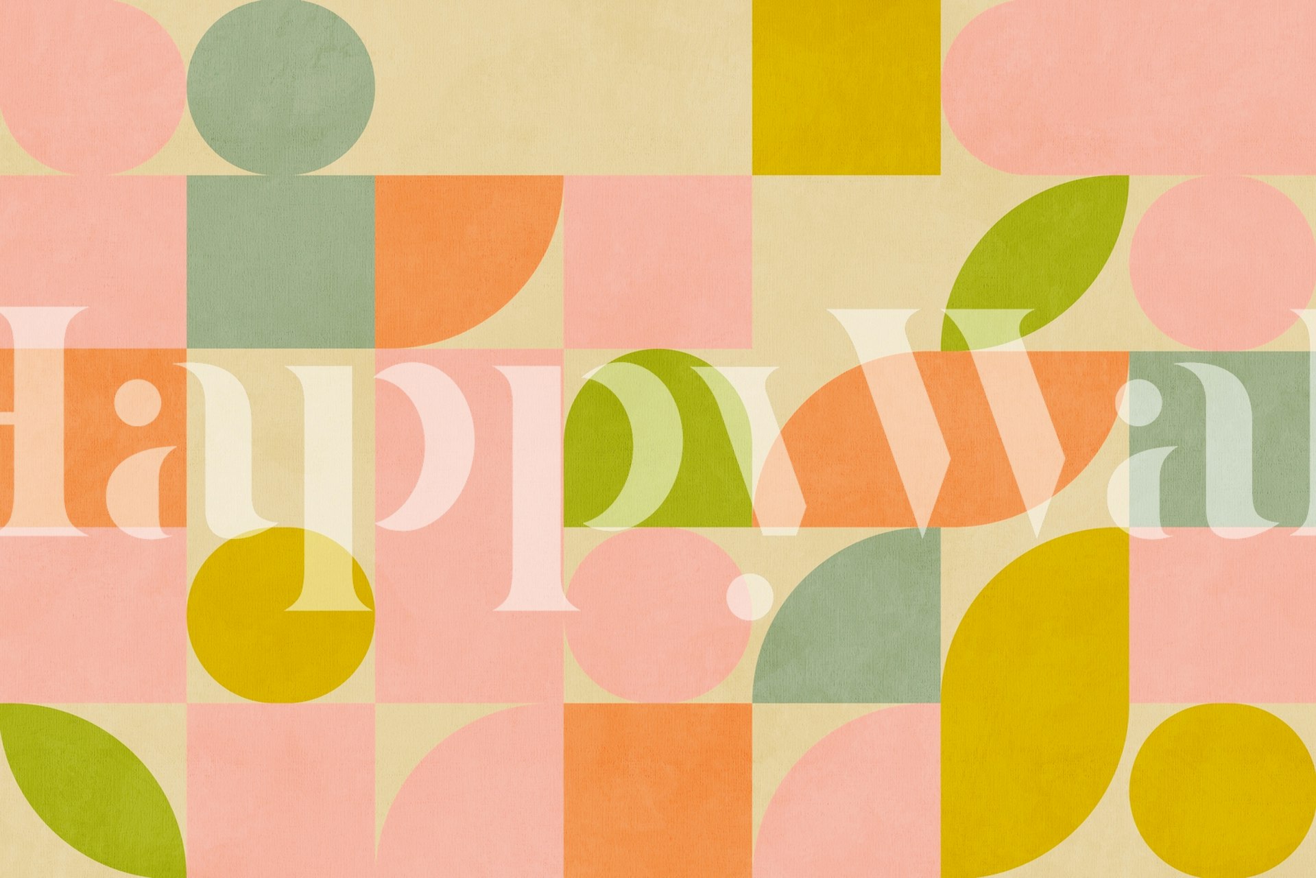 Mid-century modern pastel wallpaper in a room