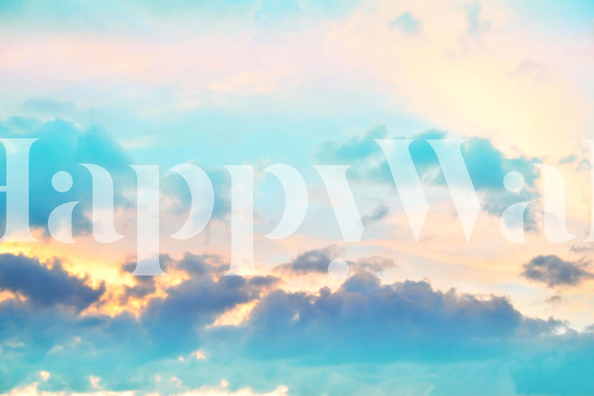 Papel de parede Unicorn Pastel Clouds em um quarto