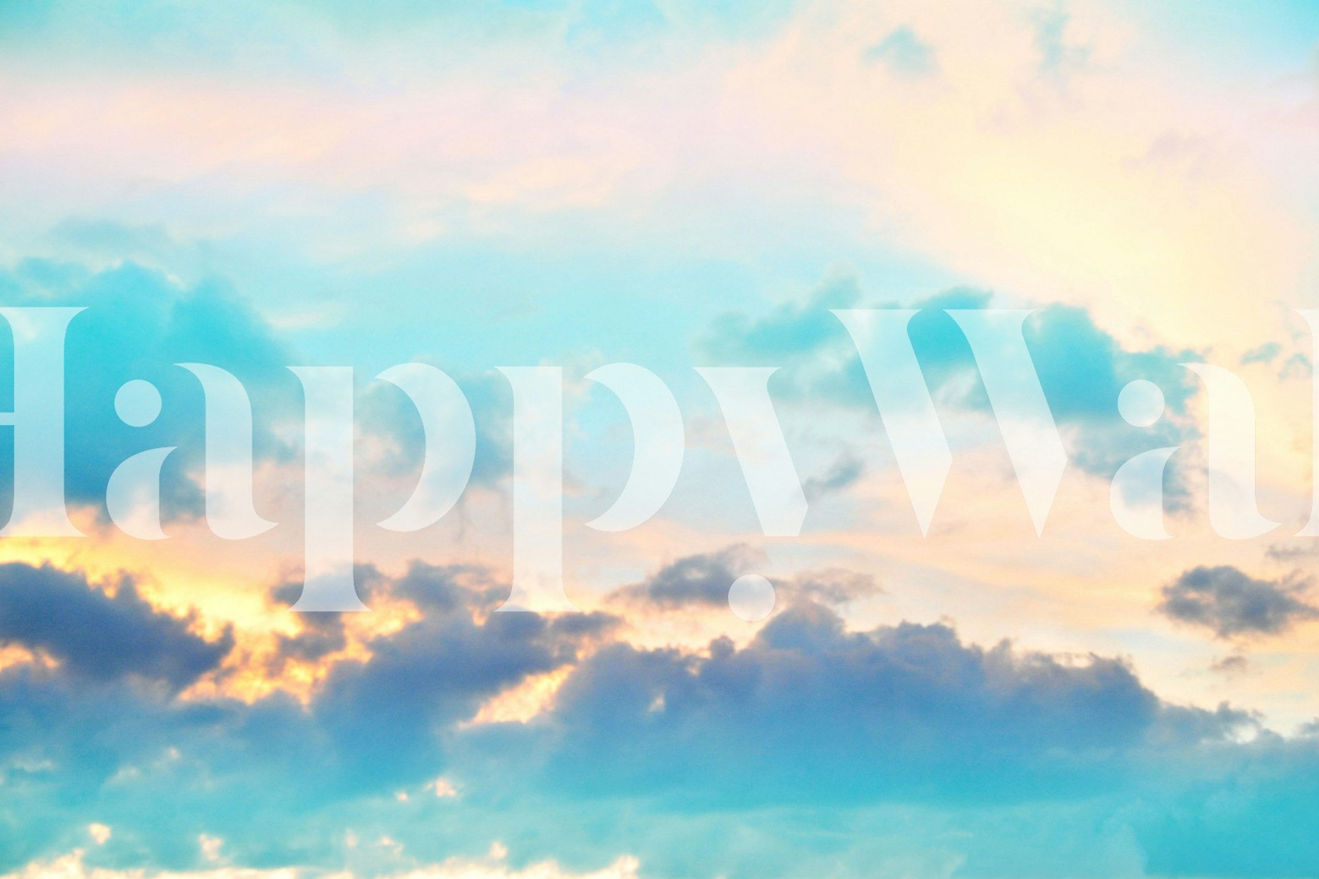 Unicorn pastel clouds wallpaper in a room