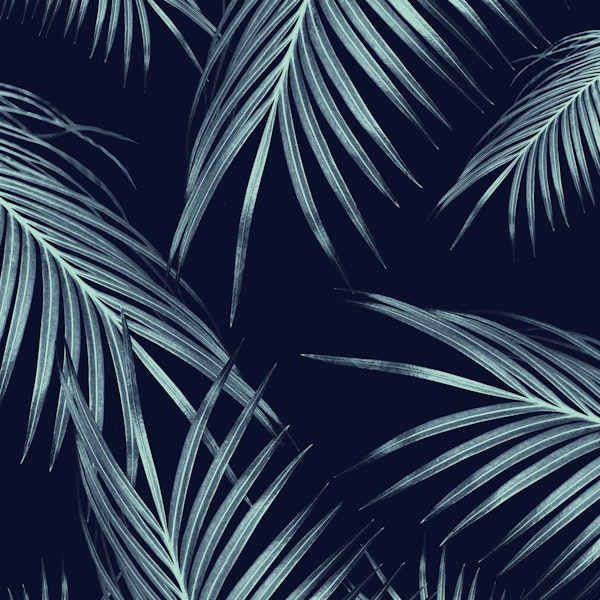 Navy Blue Palm Leaves Dream 1