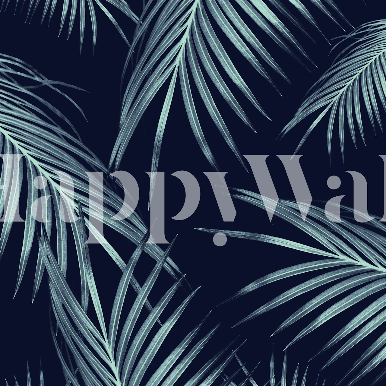 Navy blue tropical palm leaves wallpaper