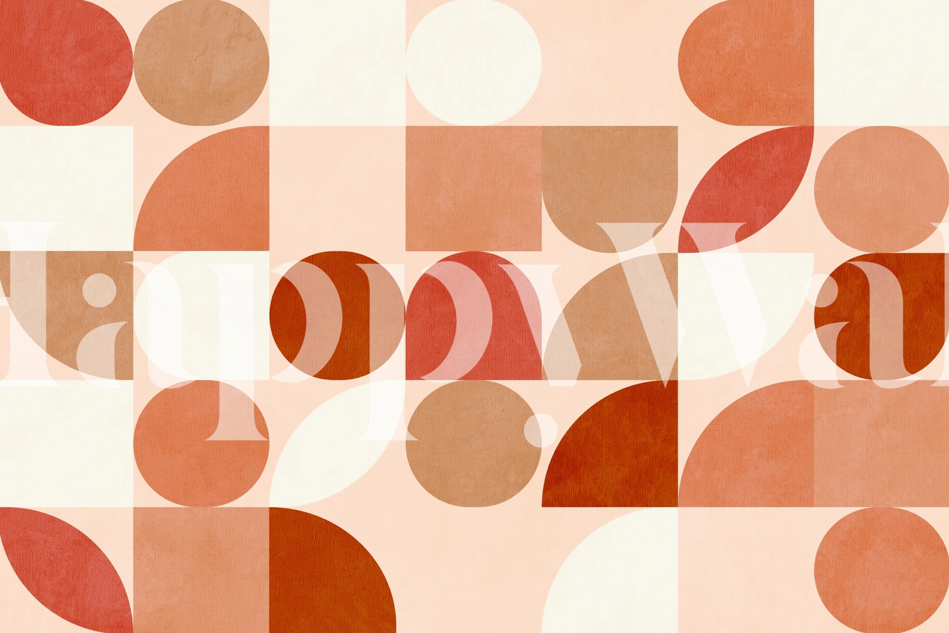 Retro Terracotta Geometric Tapet i Rummet