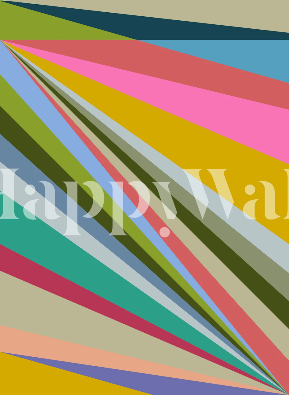 Papel tapiz de rayas diagonales coloridas en una habitación