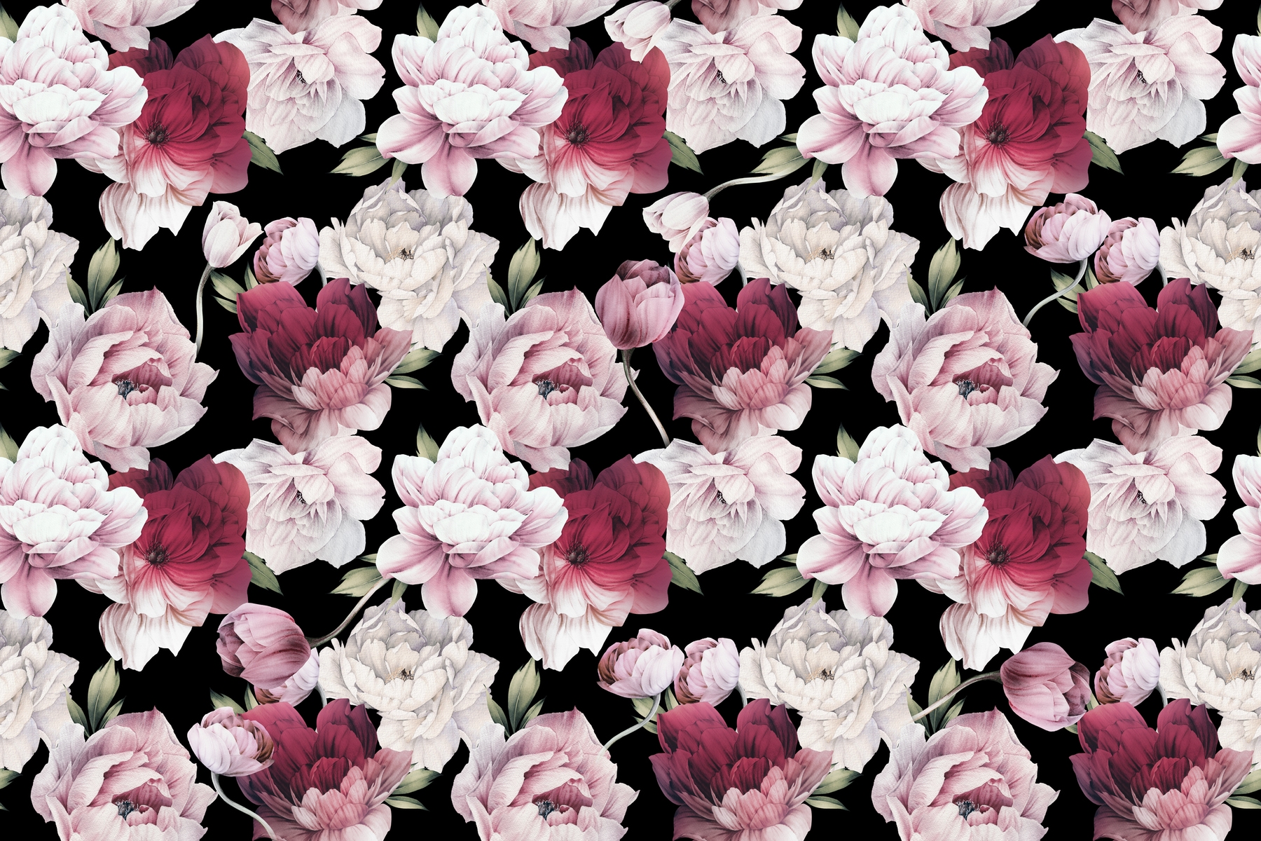 Buy Peony Feature Wall Black wallpaper - Free shipping