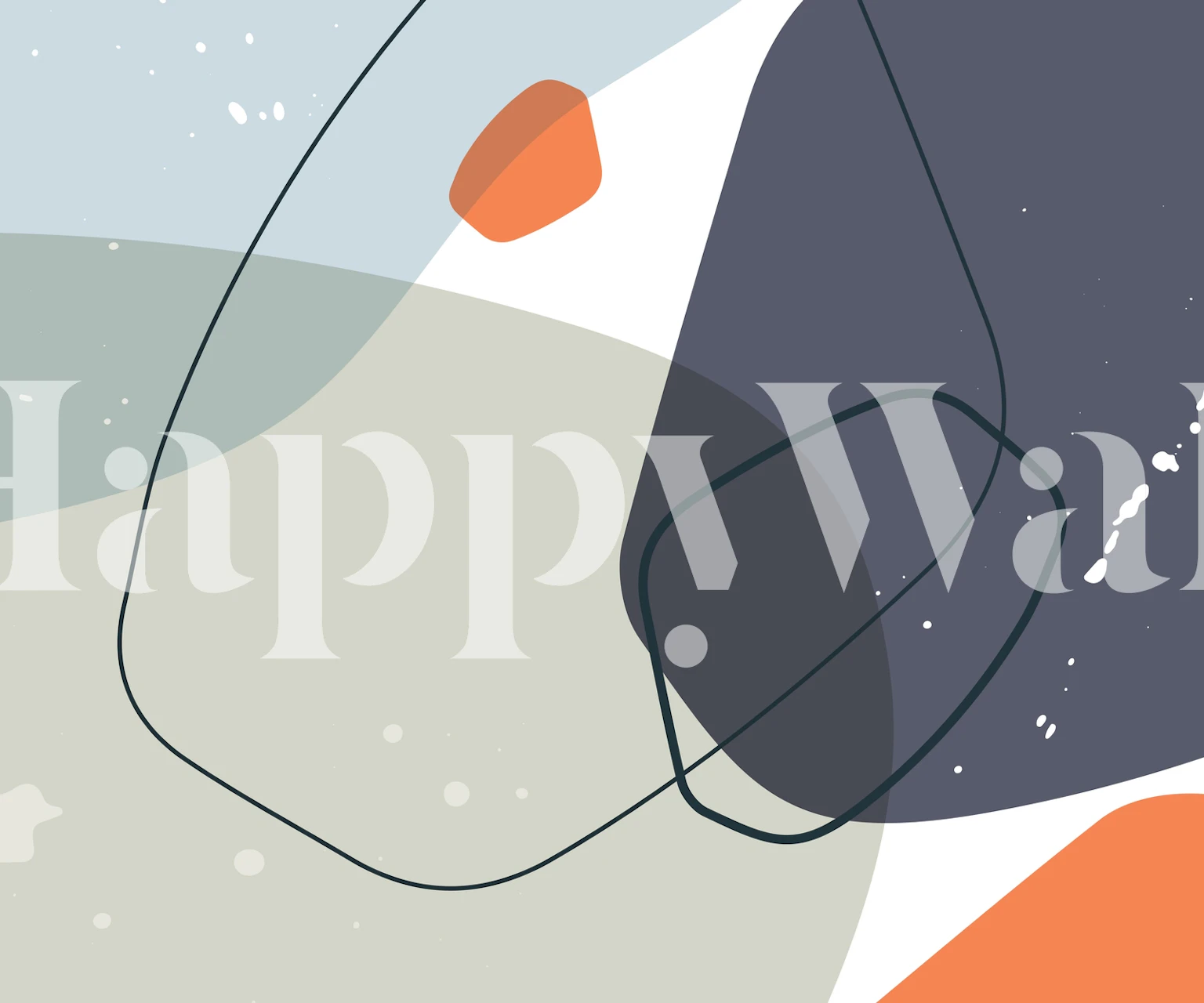 Colorful abstract shapes in blue, orange, and green wallpaper