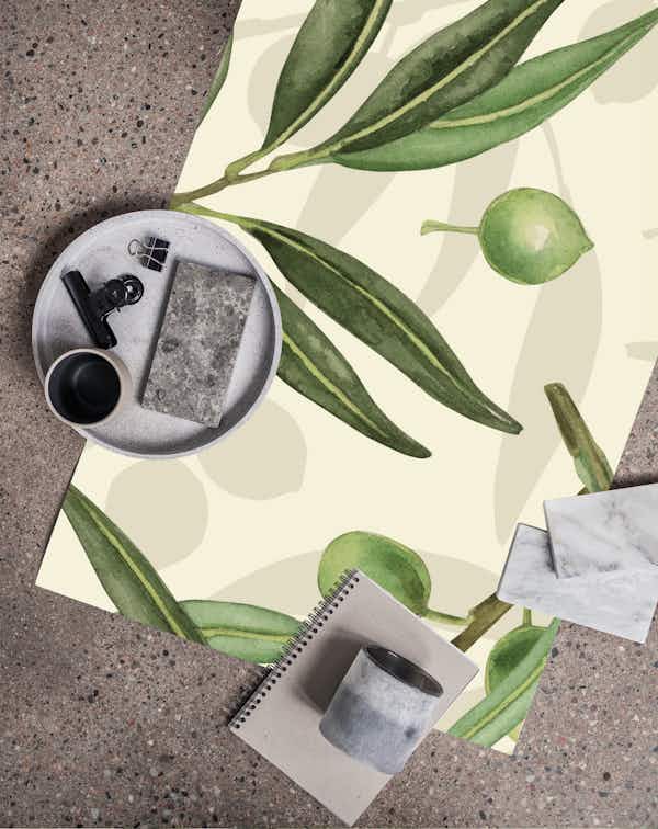 Olive branches watercolor 2 wallpaper roll