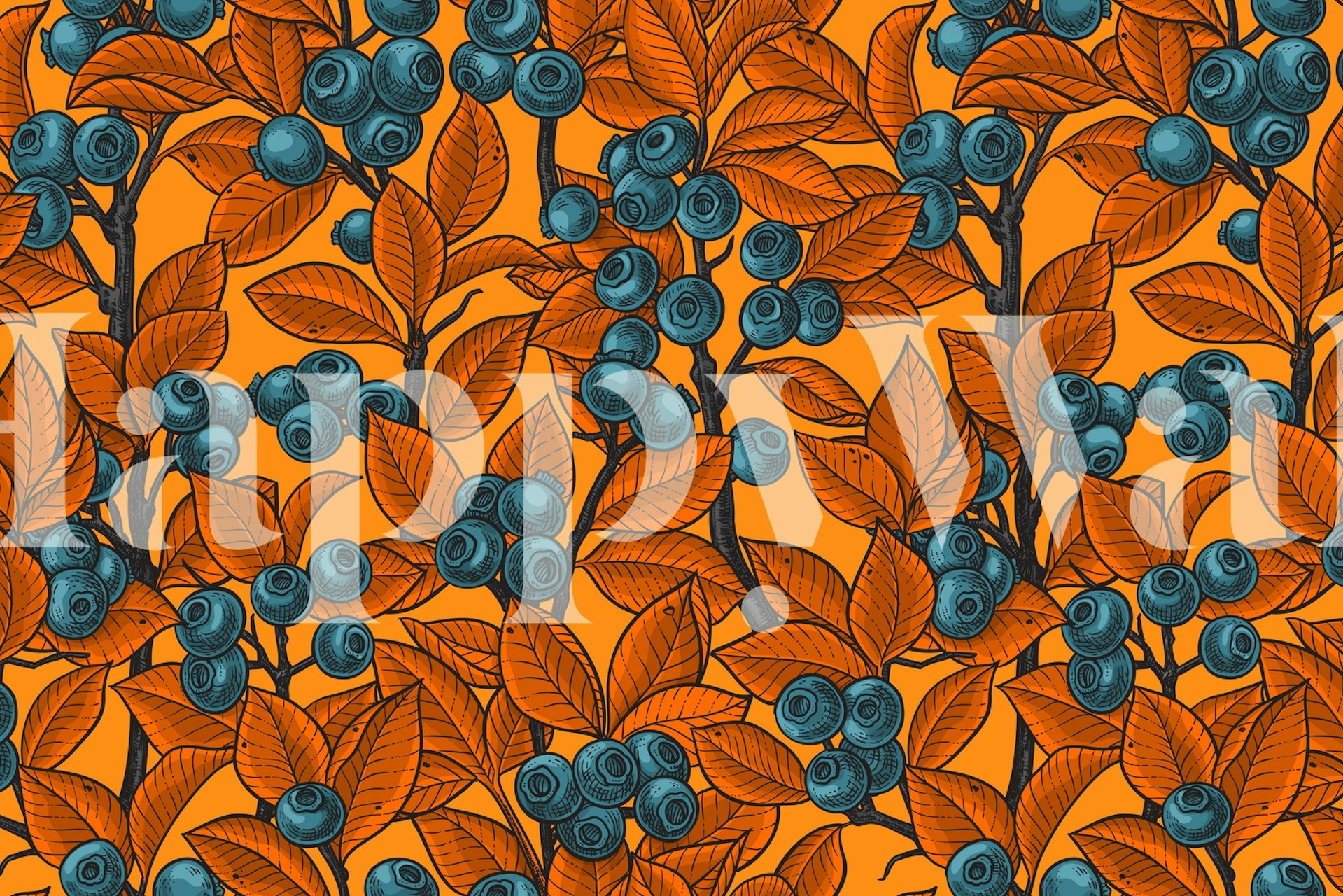 Blueberry garden 5 behang in een kamer