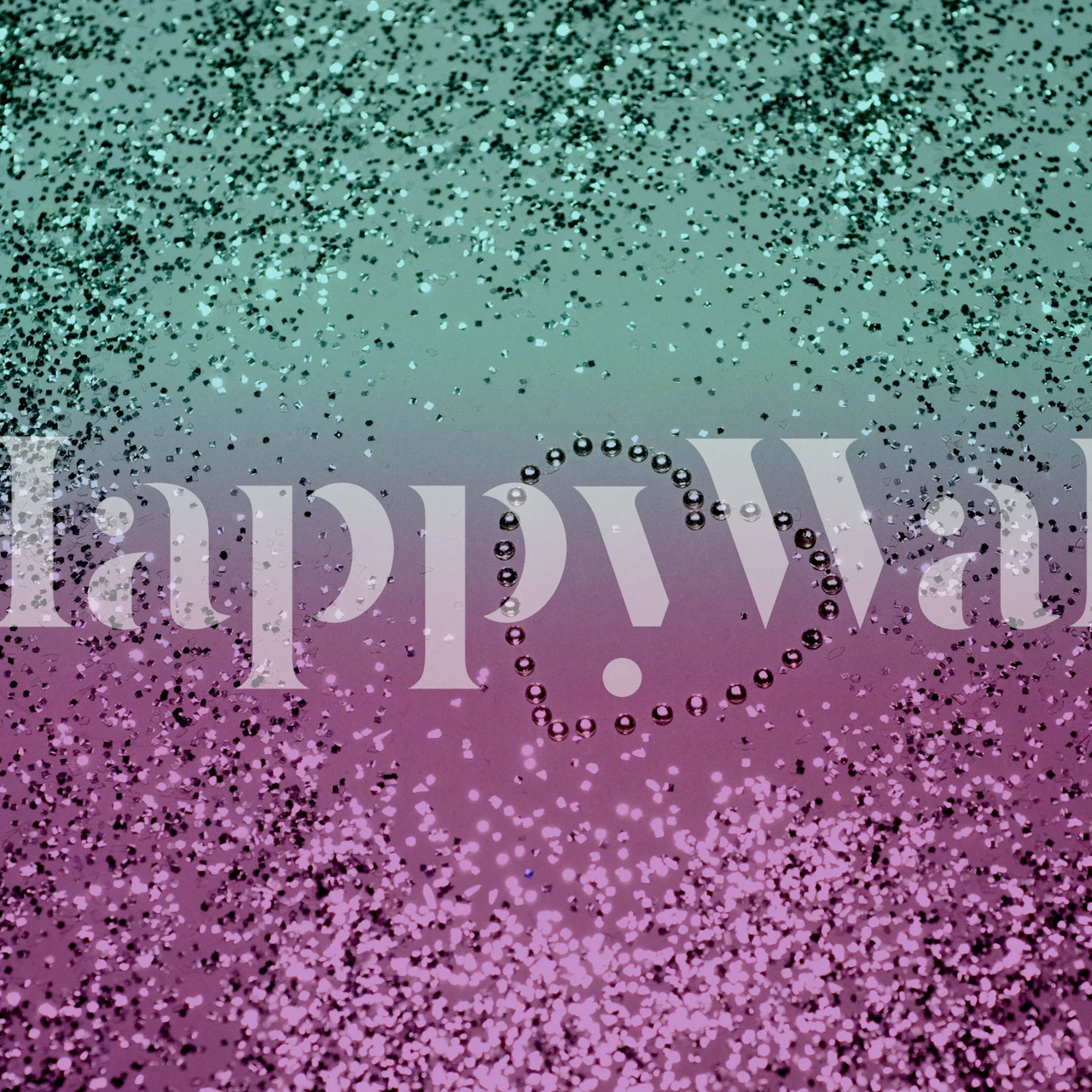 Ombre glitter wallpaper with heart design in teal and purple tones