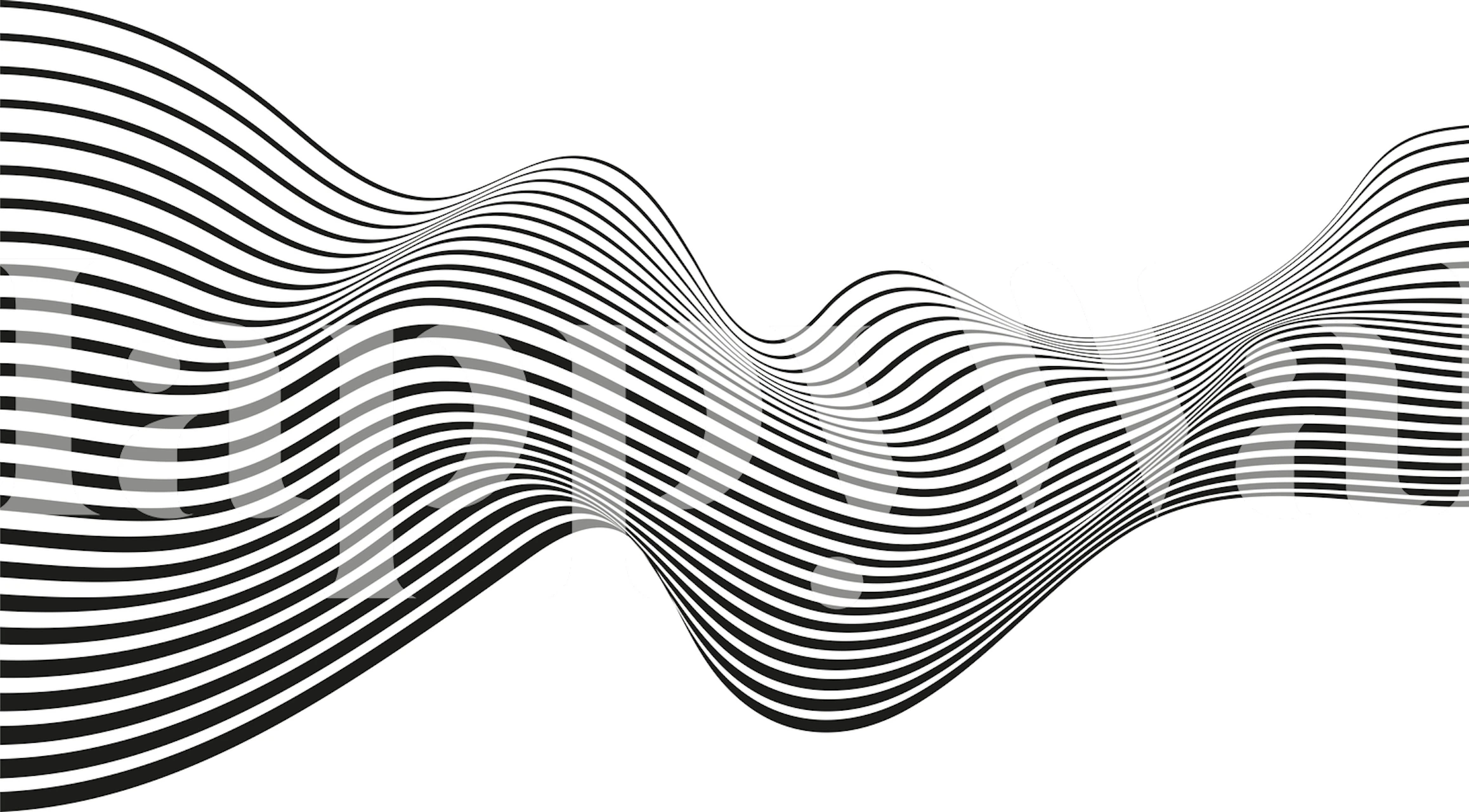 Elegant black and white wave pattern wall mural for a modern interior