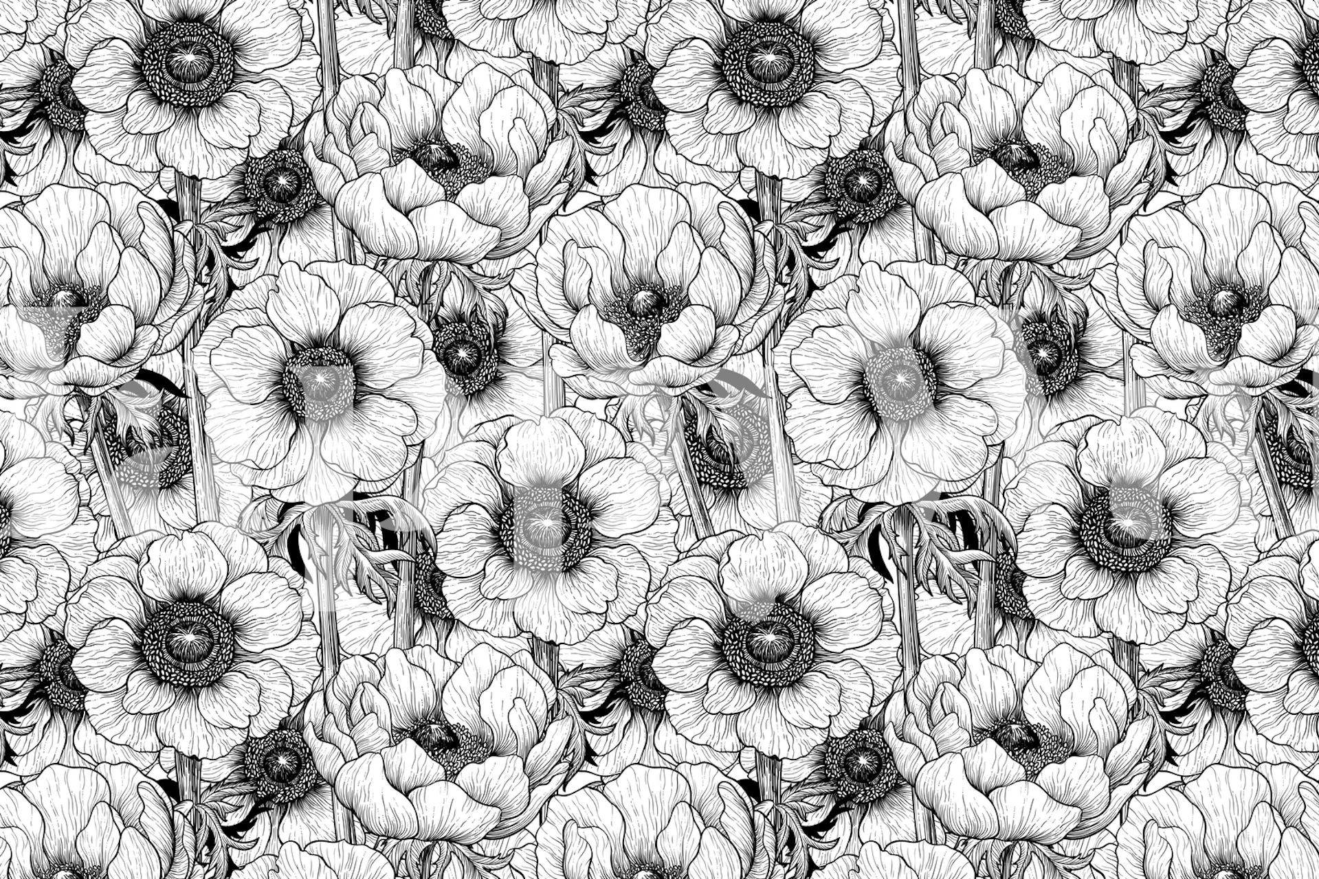 Papel de parede Anemone garden em um quarto