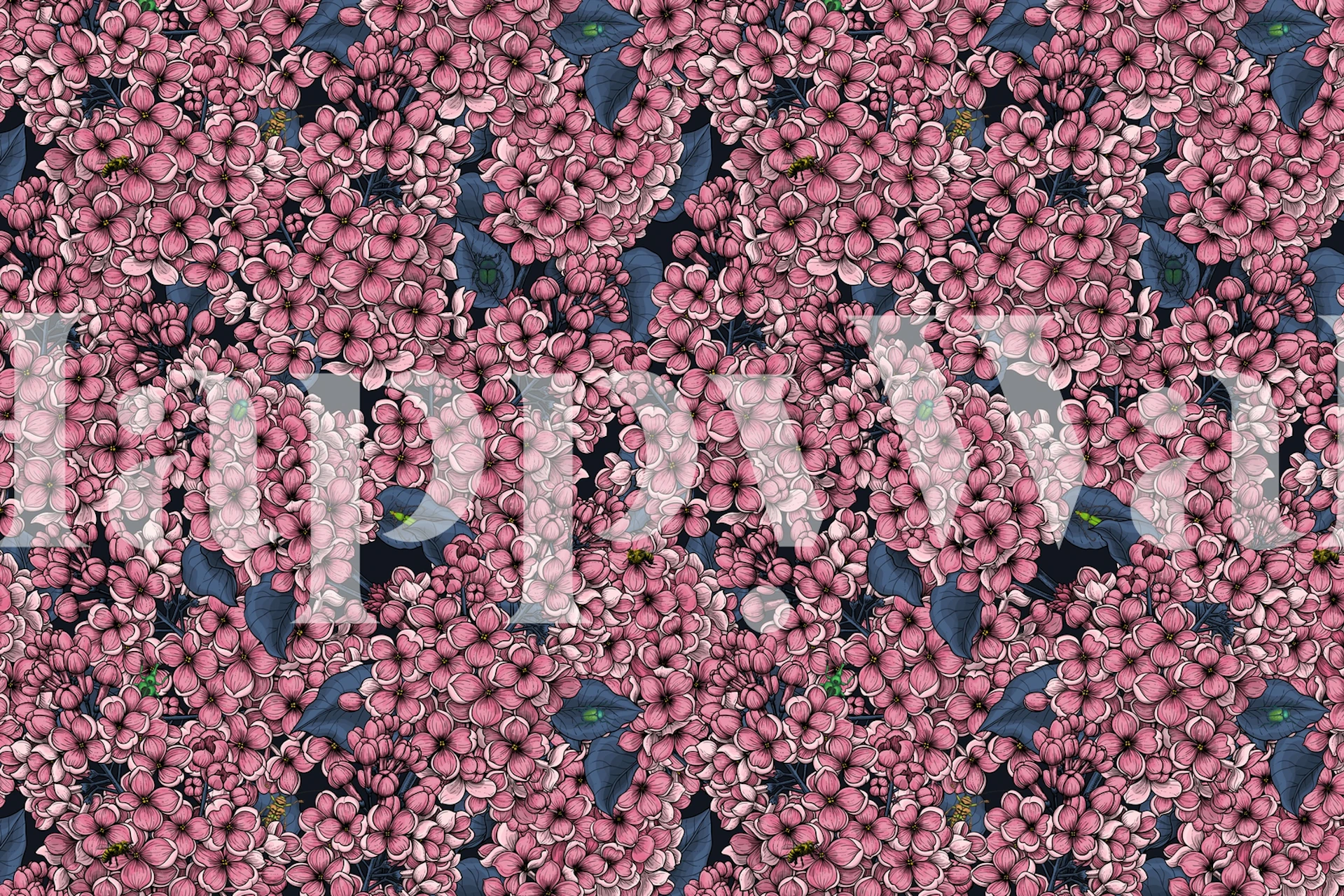 Floralni dizajn tapeta Pink Lilac garden