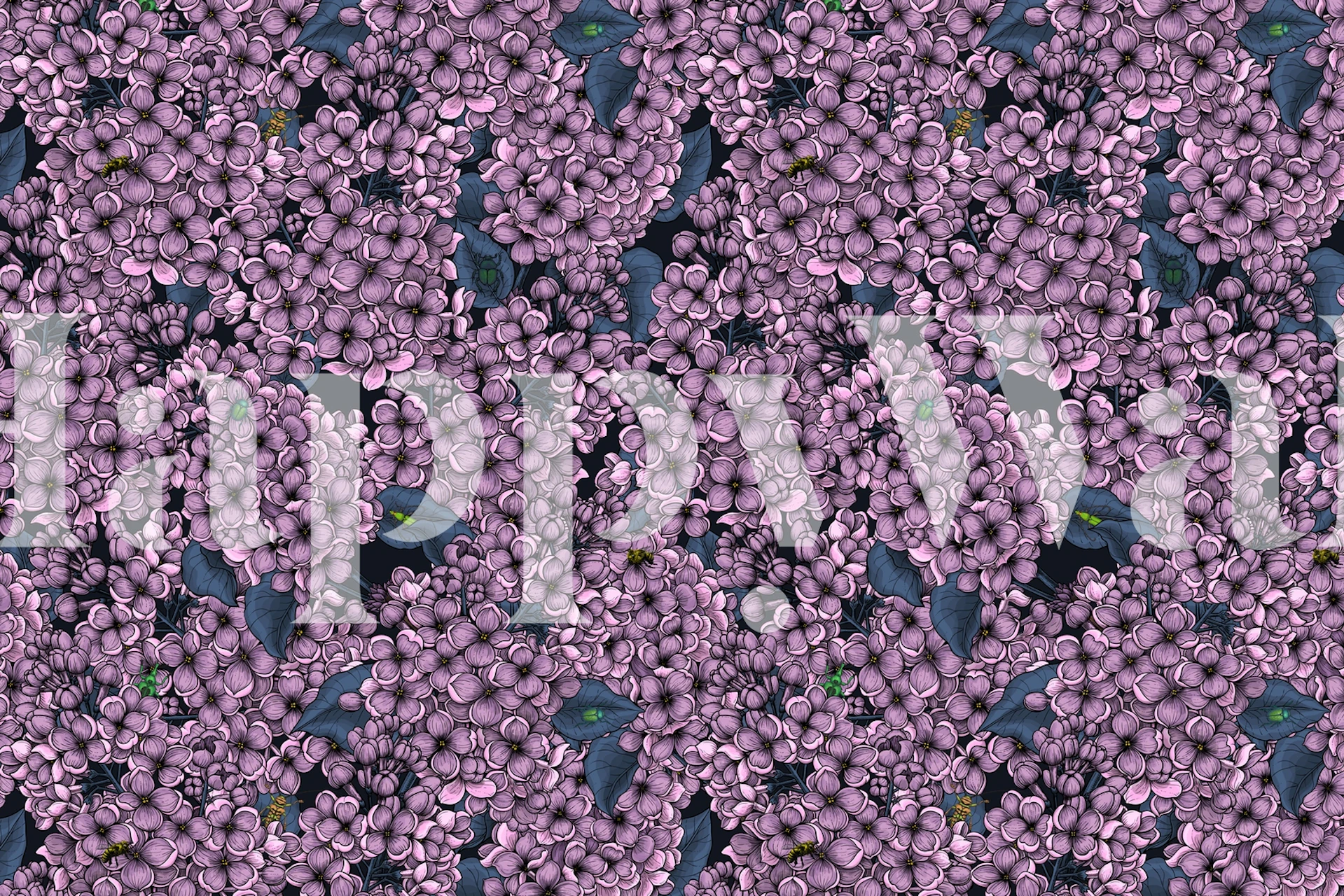 Carta da parati Violet Lilac garden in una stanza