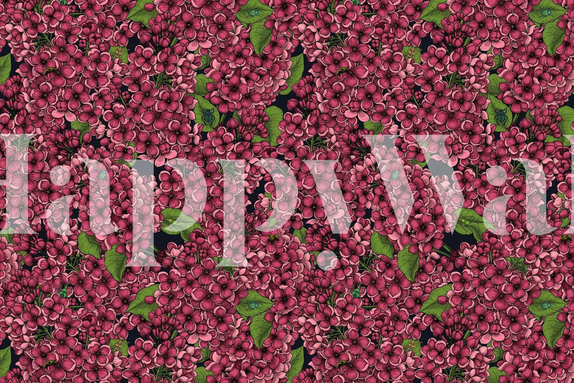 Red Lilac Garden wall mural with vibrant lilac flowers