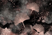 Glamour Rose Gold Ginkgo Leaf wallpaper