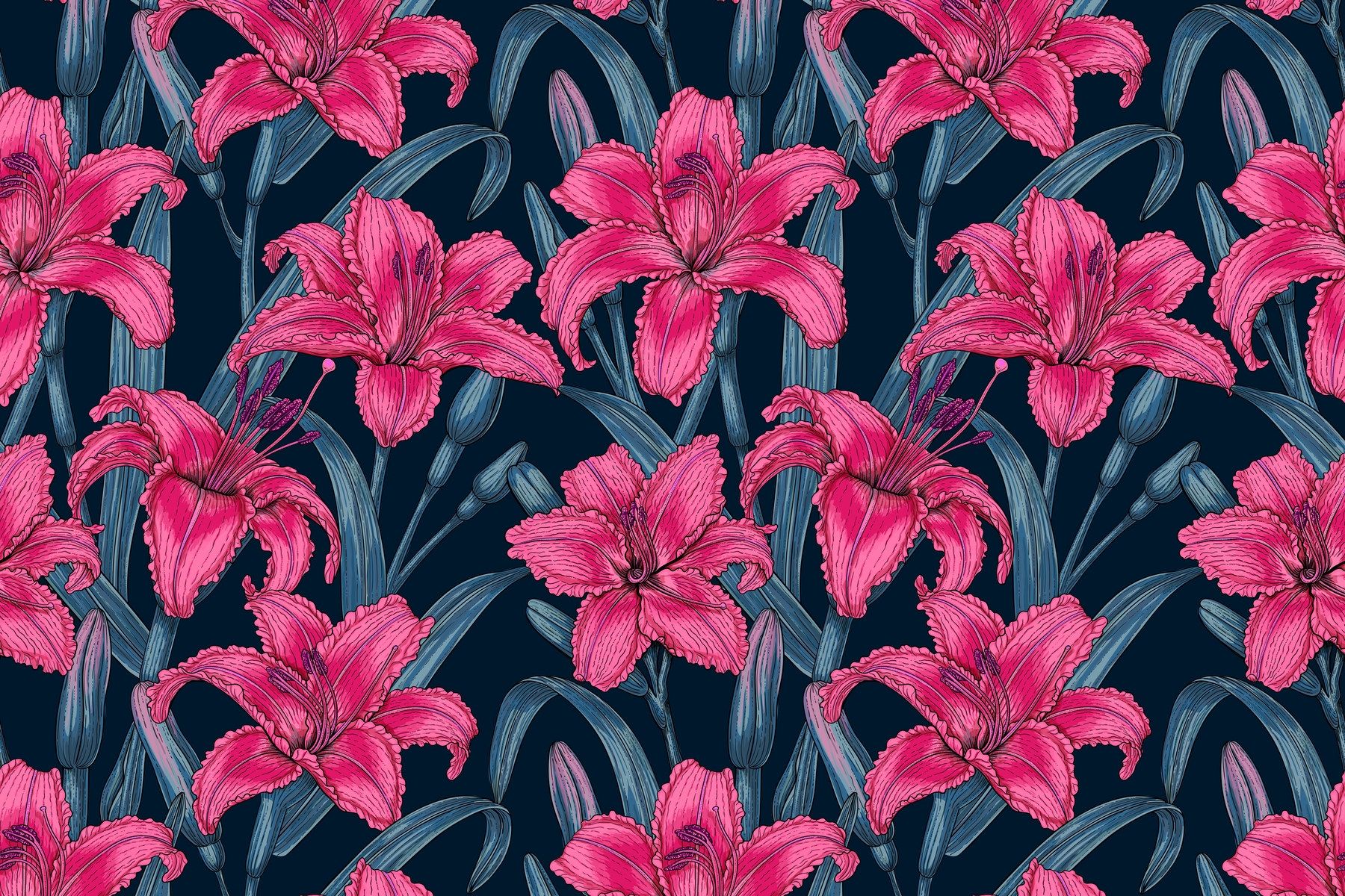 Pink Lily Flowers Wallpaper | Buy Beautiful Floral Wallpaper Online