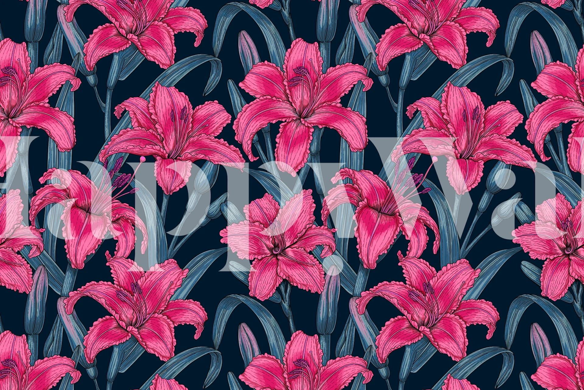 Tapeta Pink lily flowers w pokoju