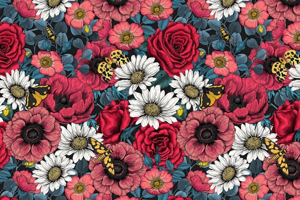 Moths on flower mix 2