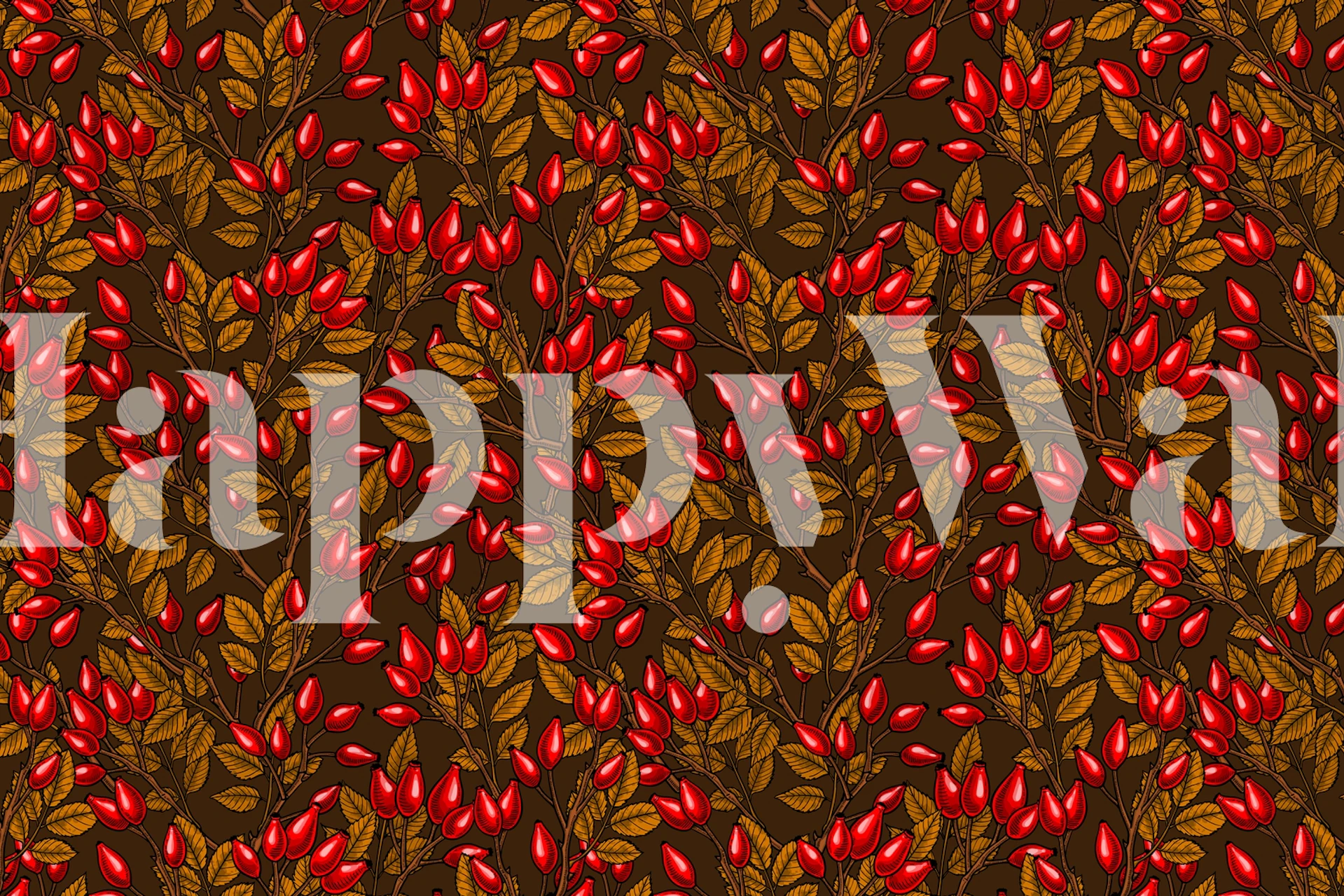 Rose hips motif de papier peint dans une pièce