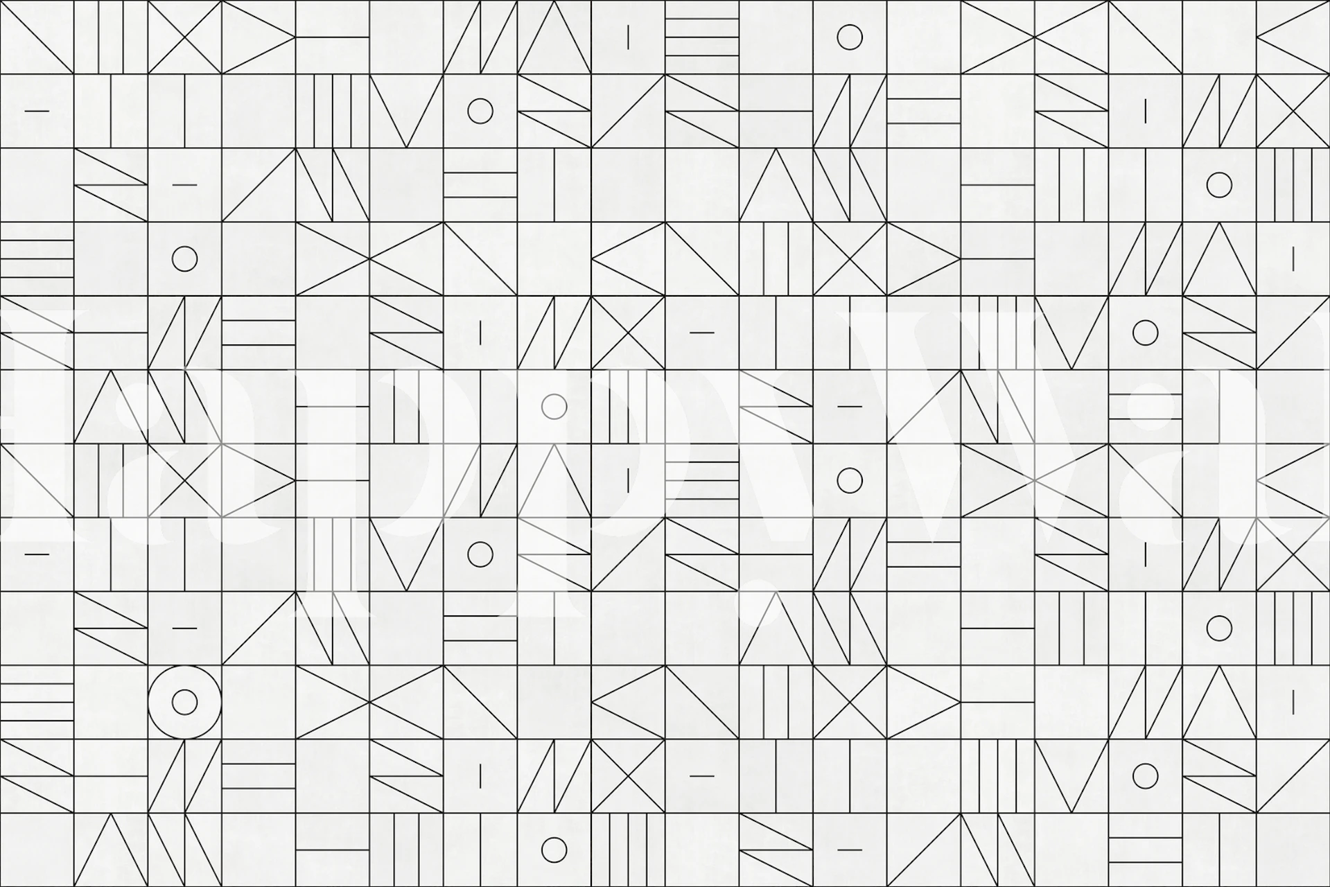 Geometric patterns in black lines on a white wallpaper