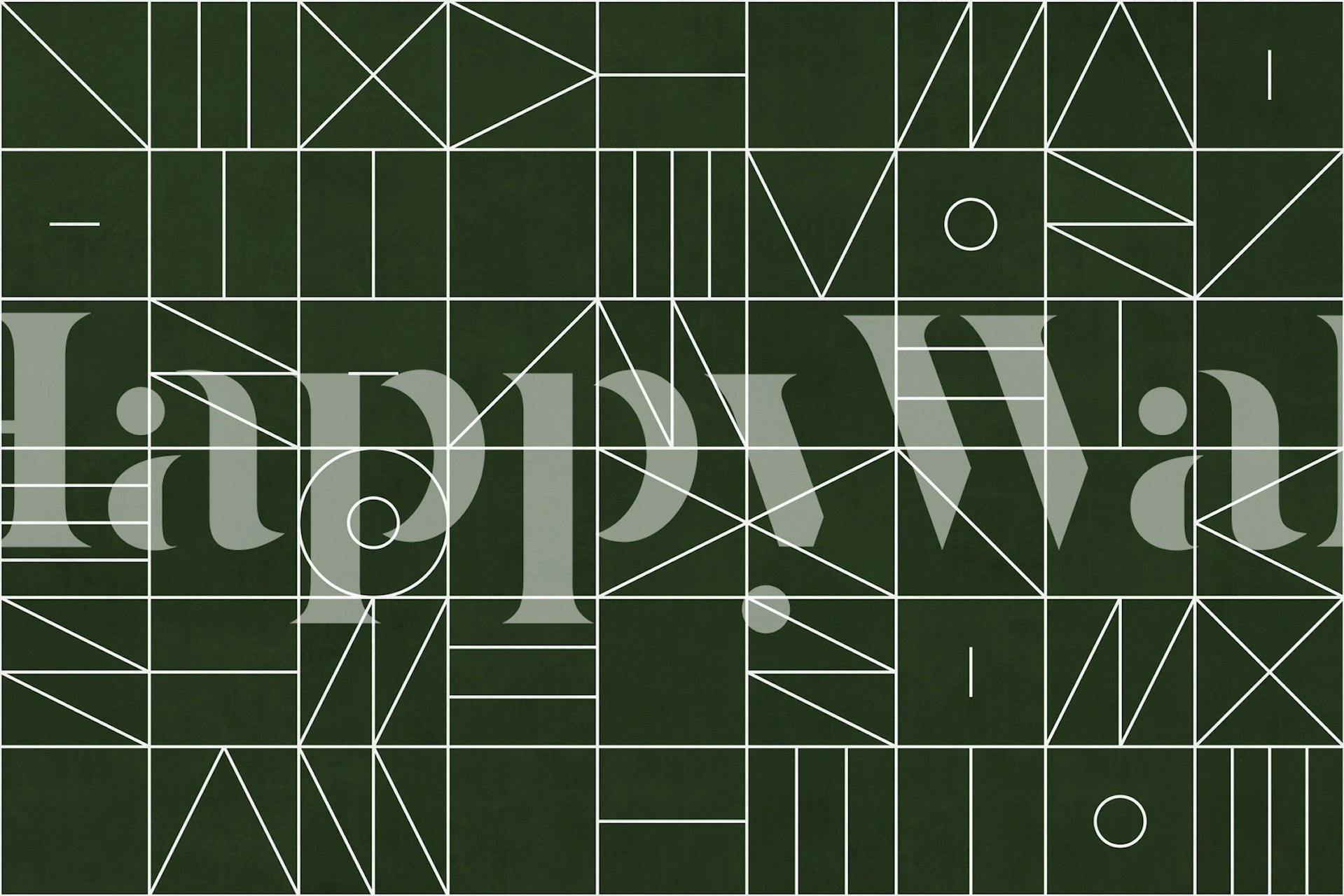 Geometric pattern wall mural with a variety of shapes and lines on a dark backdrop