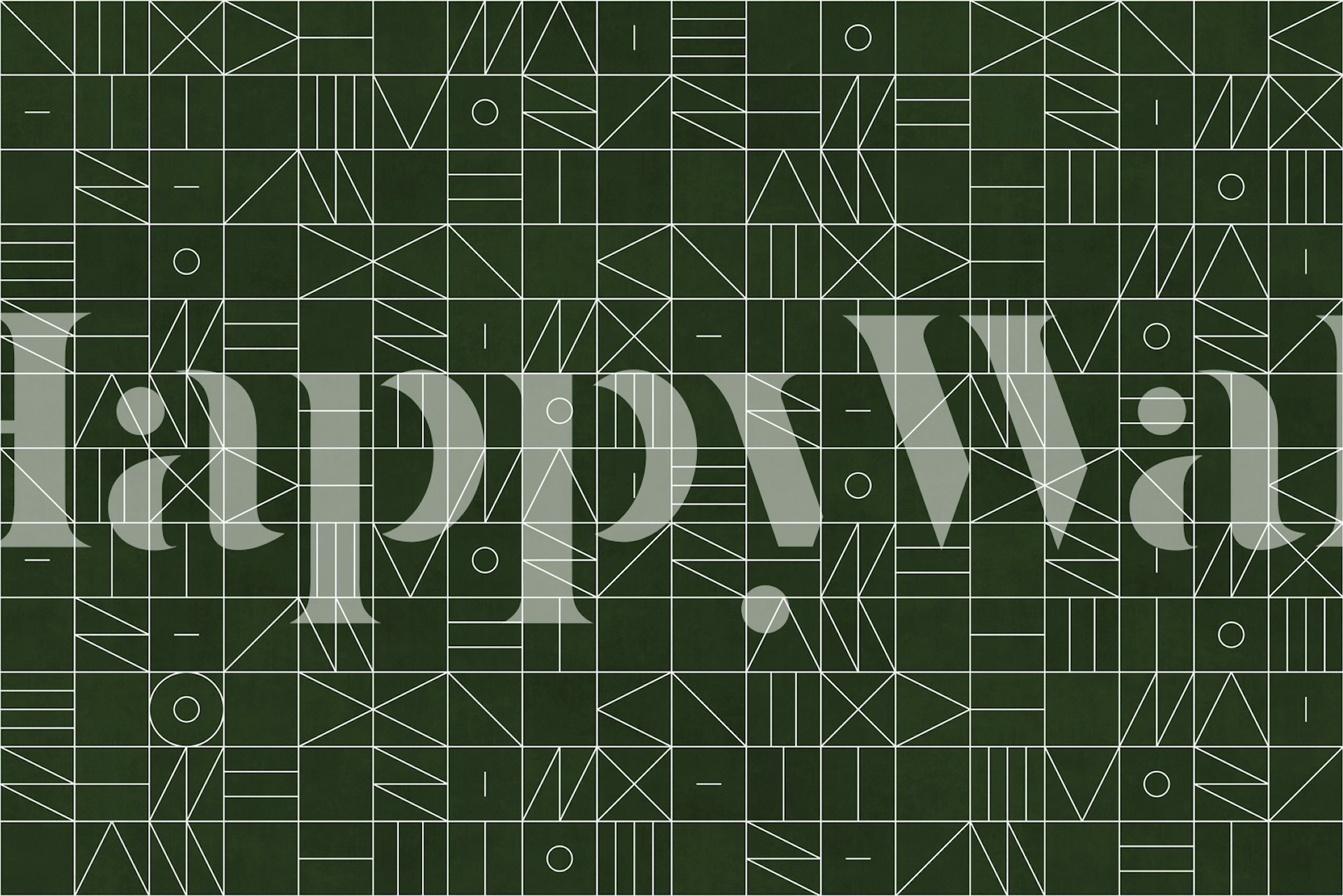 Carta da parati con motivi geometrici in verde oliva della serie My Fav Geo Patterns di Happywall