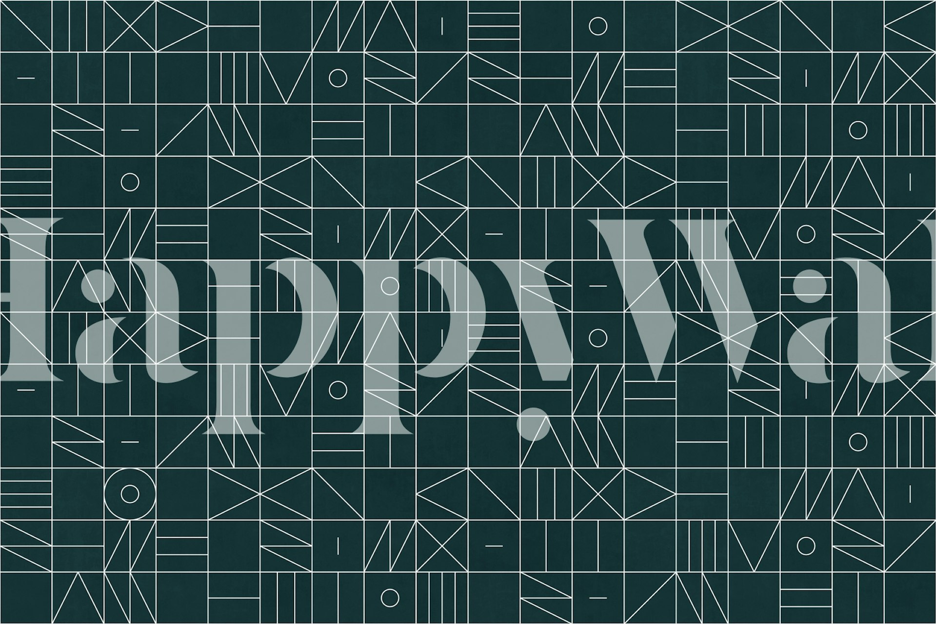 Veggmaleri med geometrisk mønster med blågrønn og hvit design