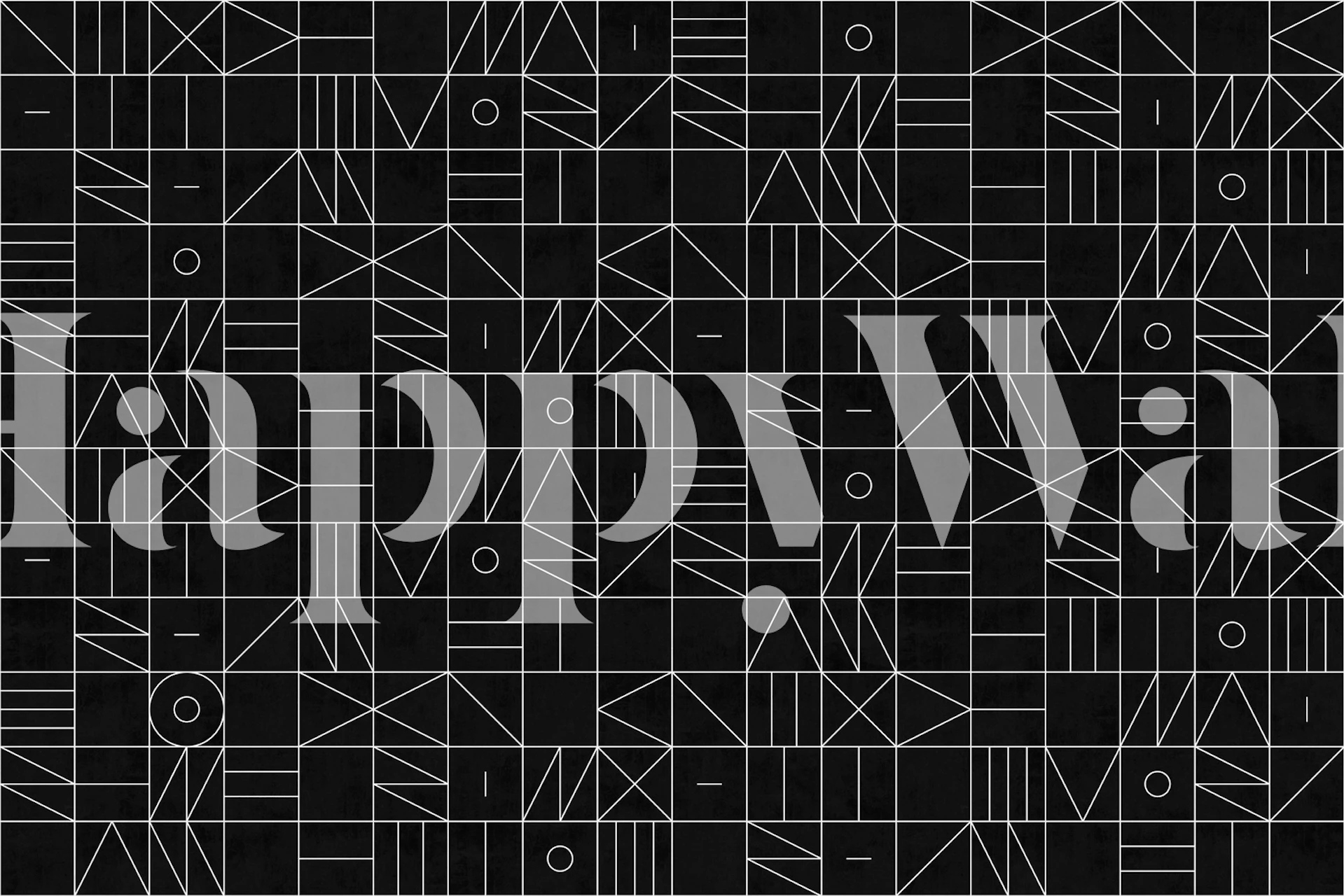 Muurschildering met abstract geometrisch patroon in zwart en wit