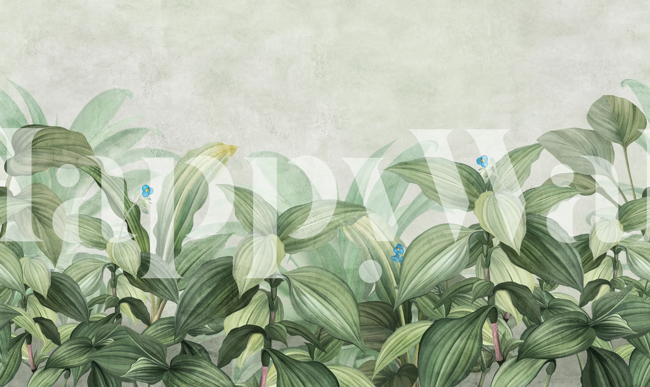 Elegant tropisk løvvægmaleri med frodige grønne blade og subtile blomsteraccenter