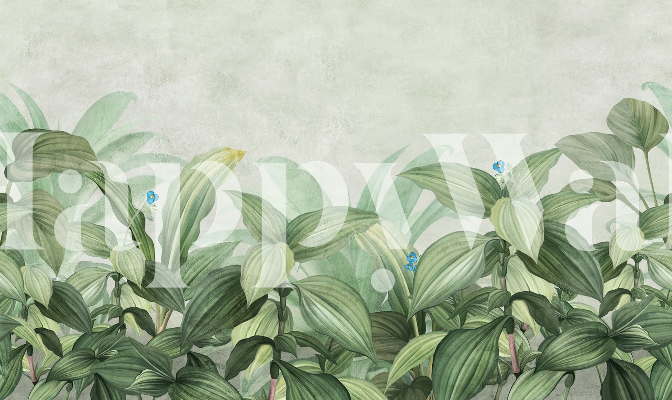 Elegante tropische Blattwandtapete mit üppigen grünen Blättern und dezenten floralen Akzenten