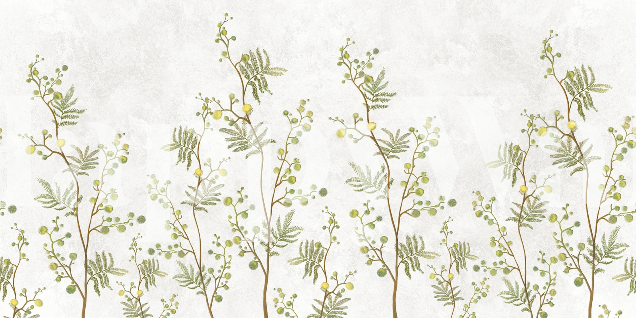 Yellow flower plants wallpaper in a room