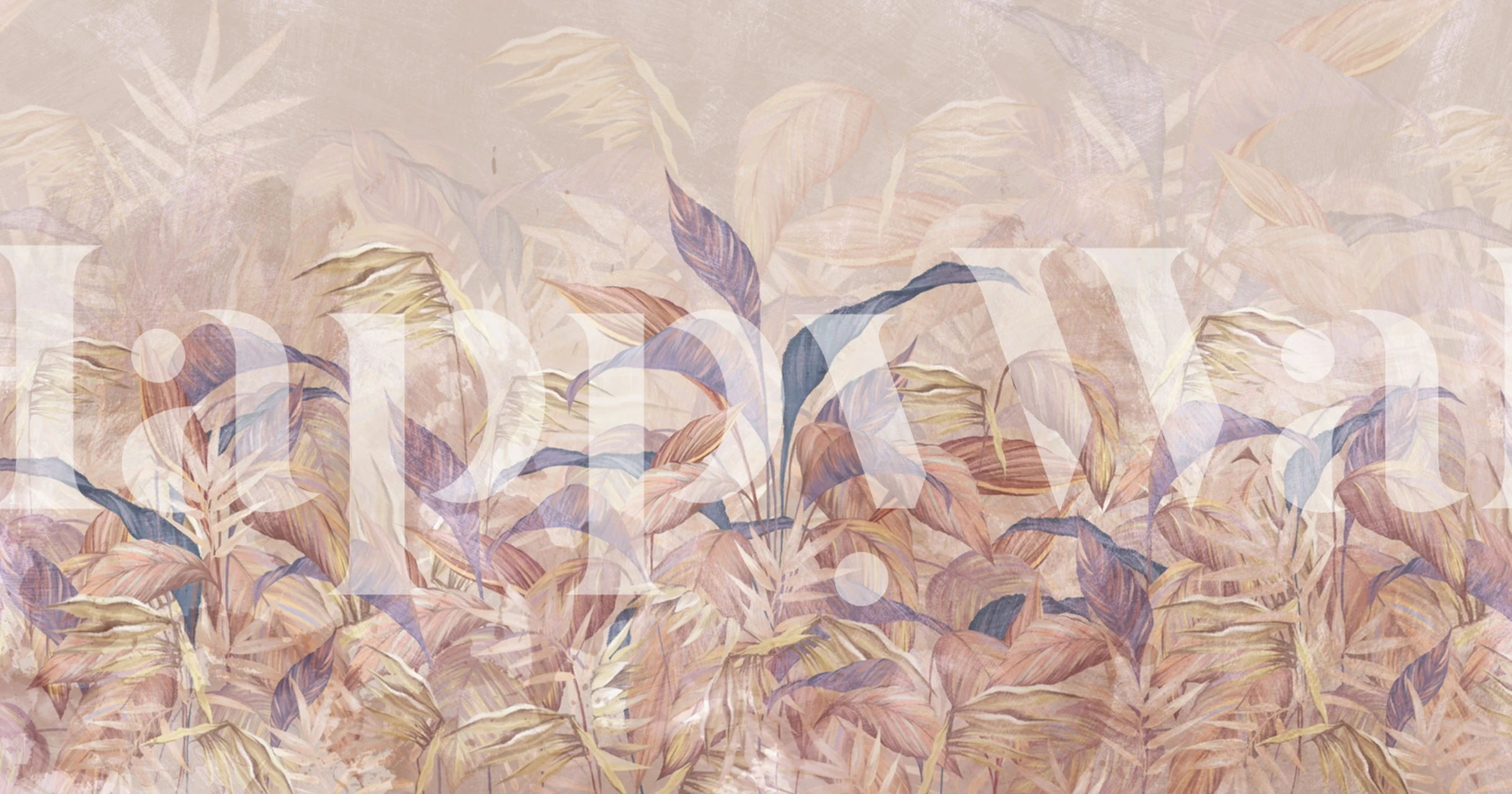 Kunstnerisk grunge veggmaleri med tropiske blader i dempede toner