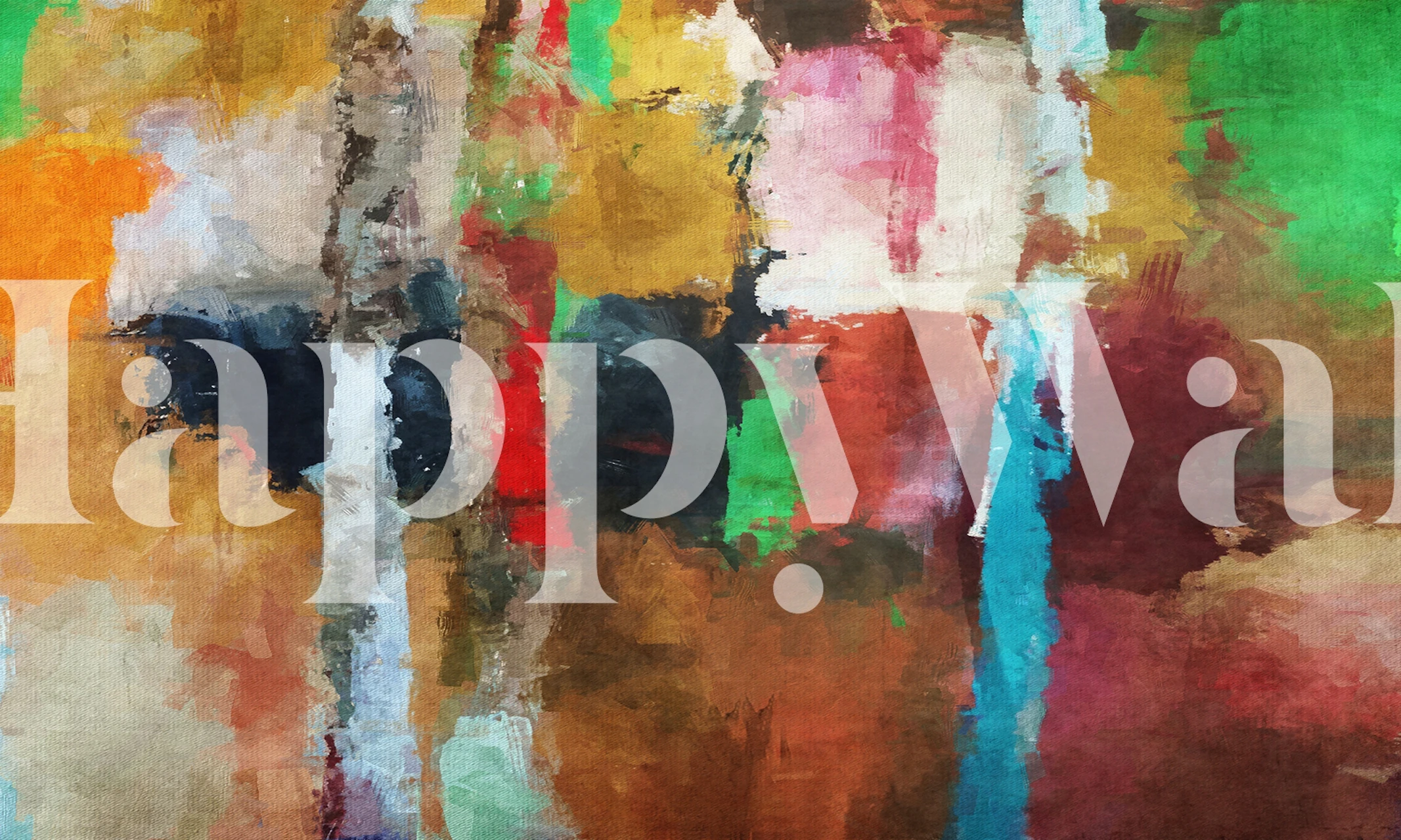 Abstraktní rustikální geometrická nástěnná malba se zemitými tóny a tvary