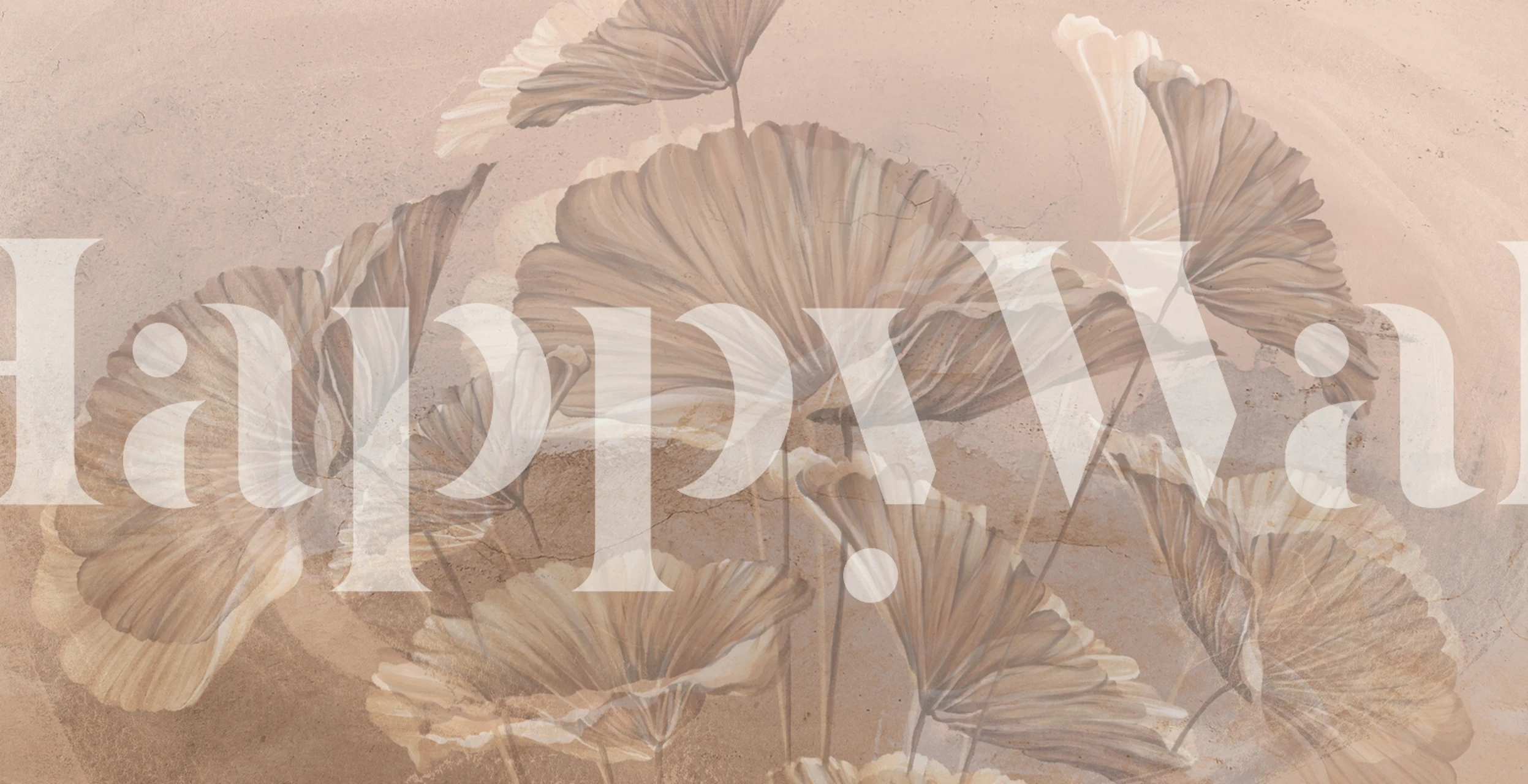 Large leaves in soft earthy tones wallpaper