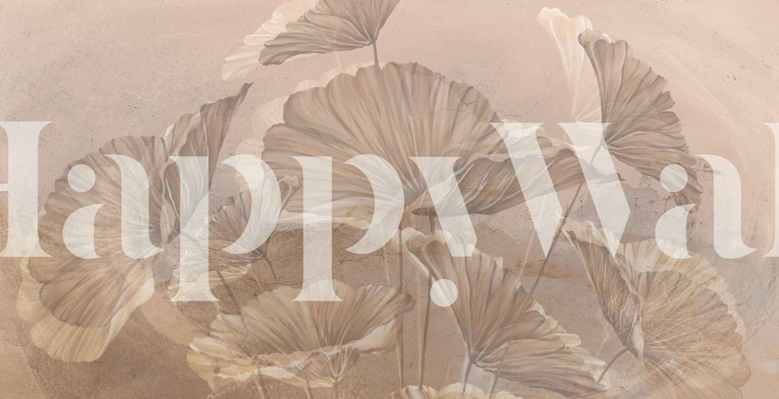 Large leaves in soft earthy tones wallpaper