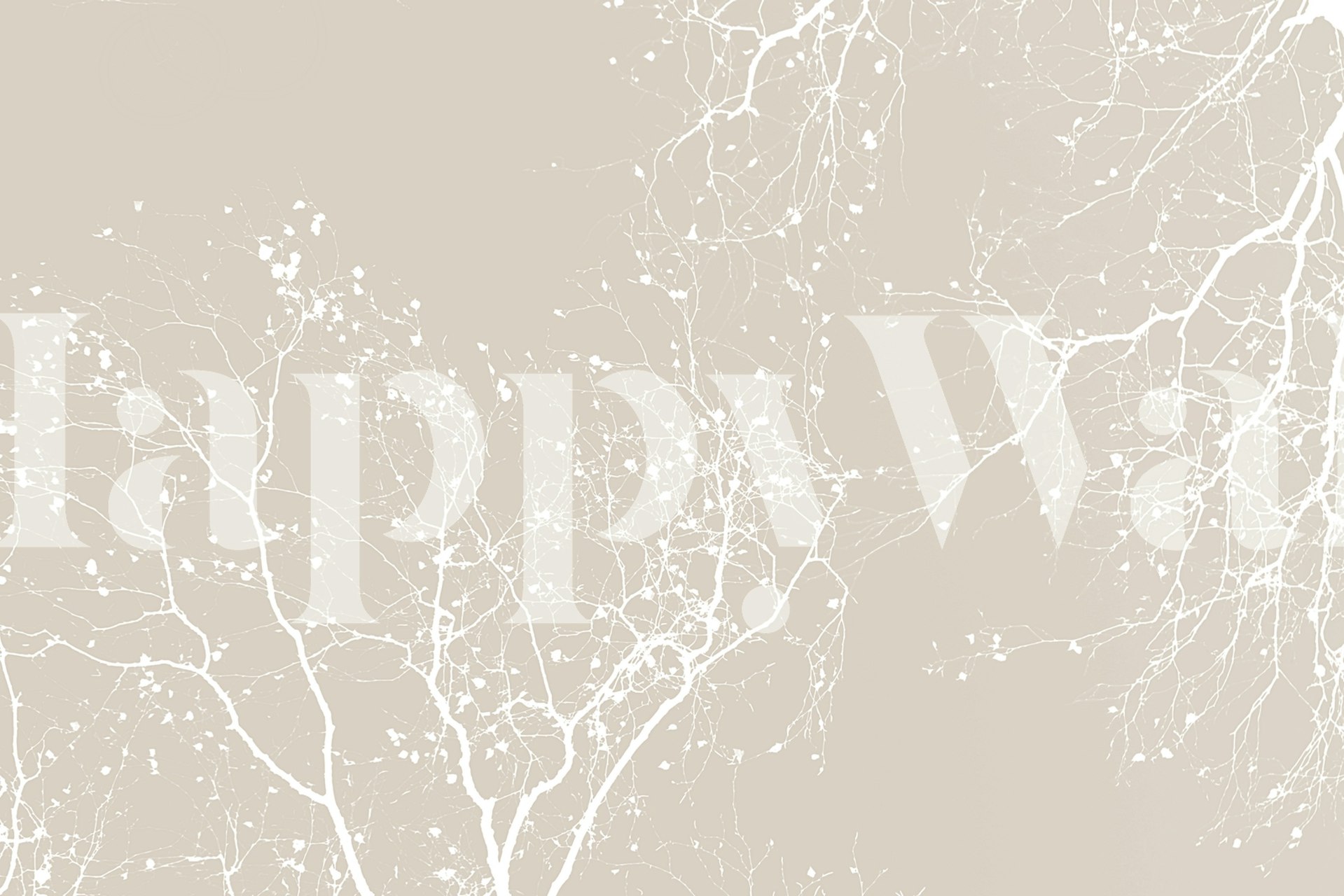 Weiße Äste auf beigem Hintergrund, botanische Tapete