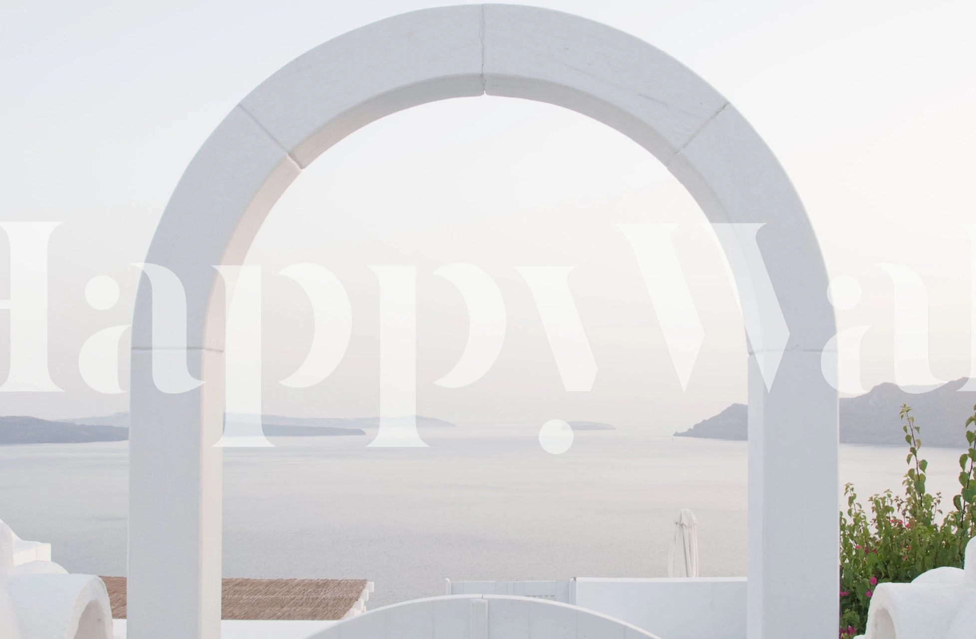 Santorini Oia Gate wallpaper in a room
