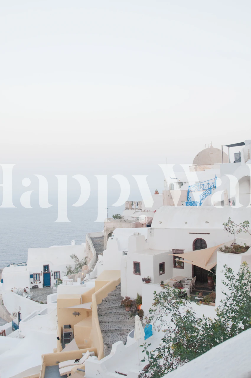Santorini Oia Sunrise Dream wallpaper in a room