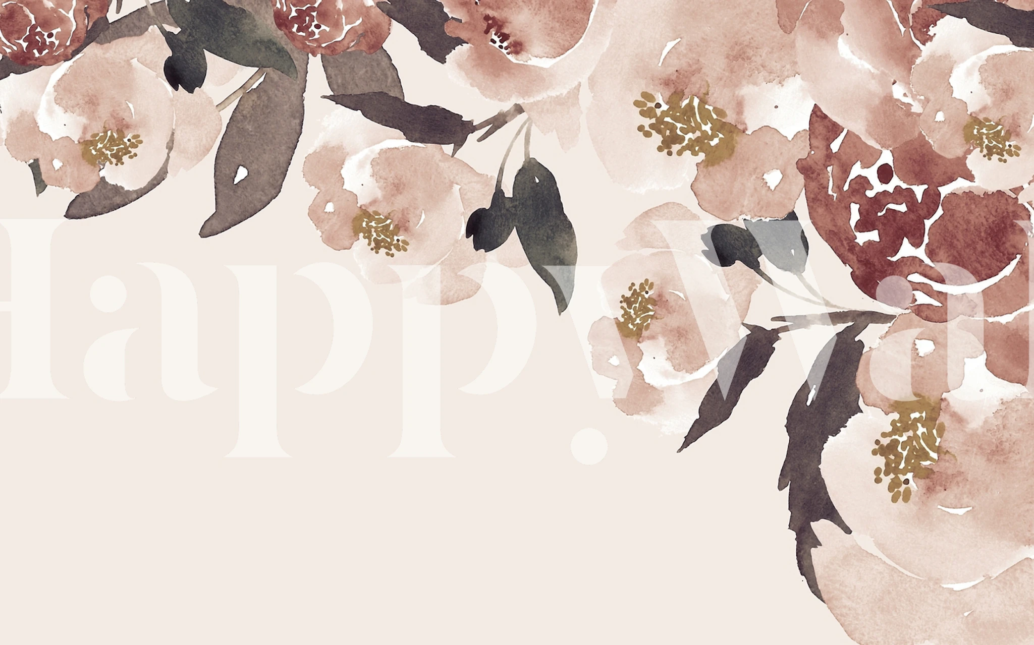 Dizajn tapete vodcolor ružičnjaka