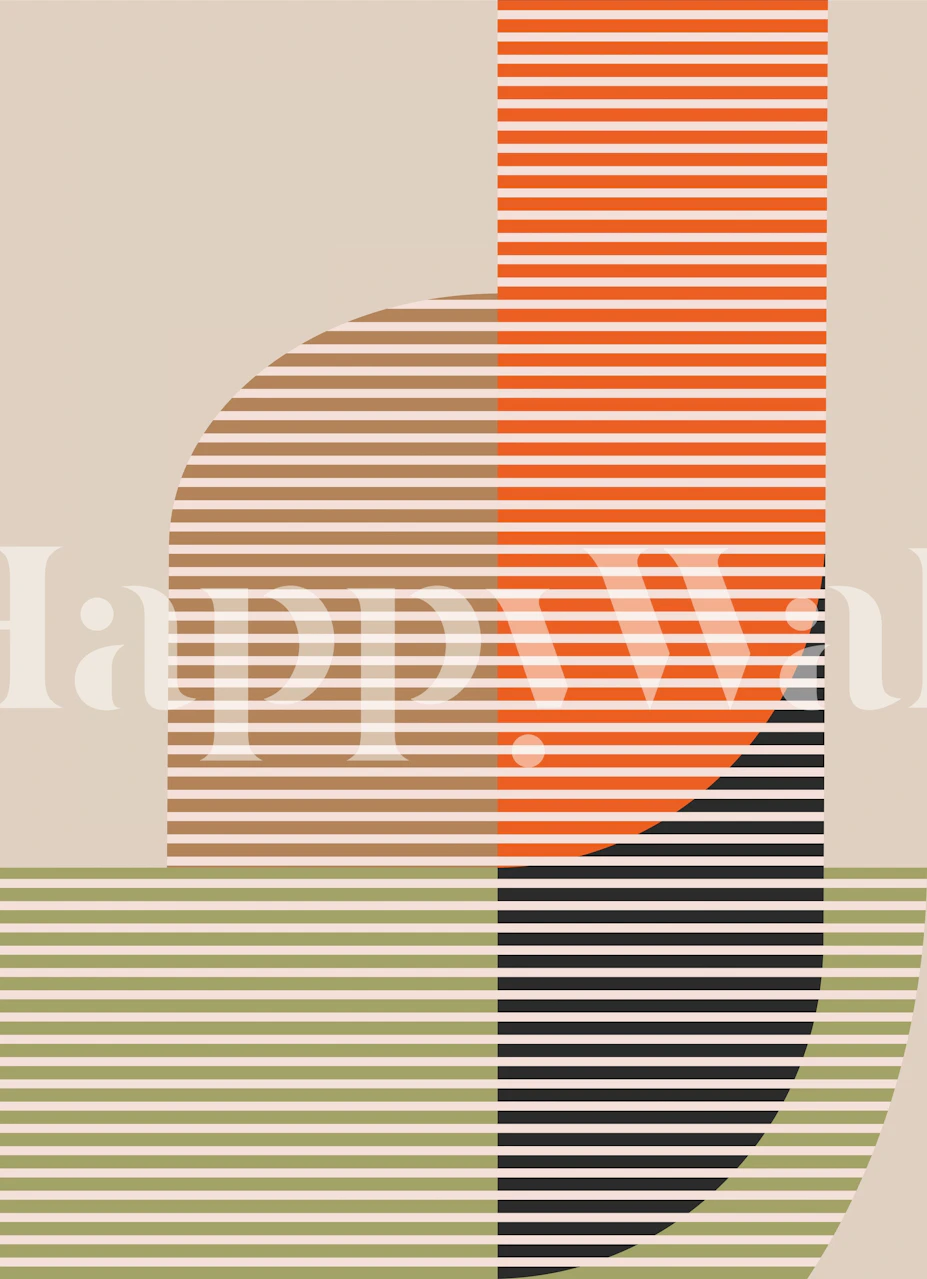 Digitaal ontworpen Rounded Corners behang gebruikt in een moderne woonruimte