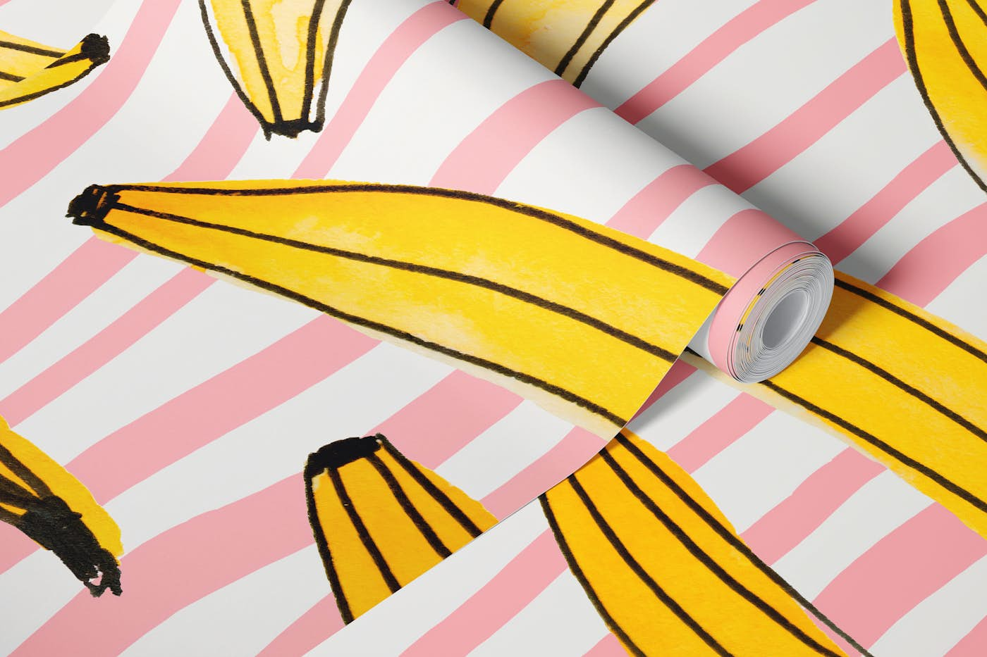 Watercolor bananas wallpaper roll