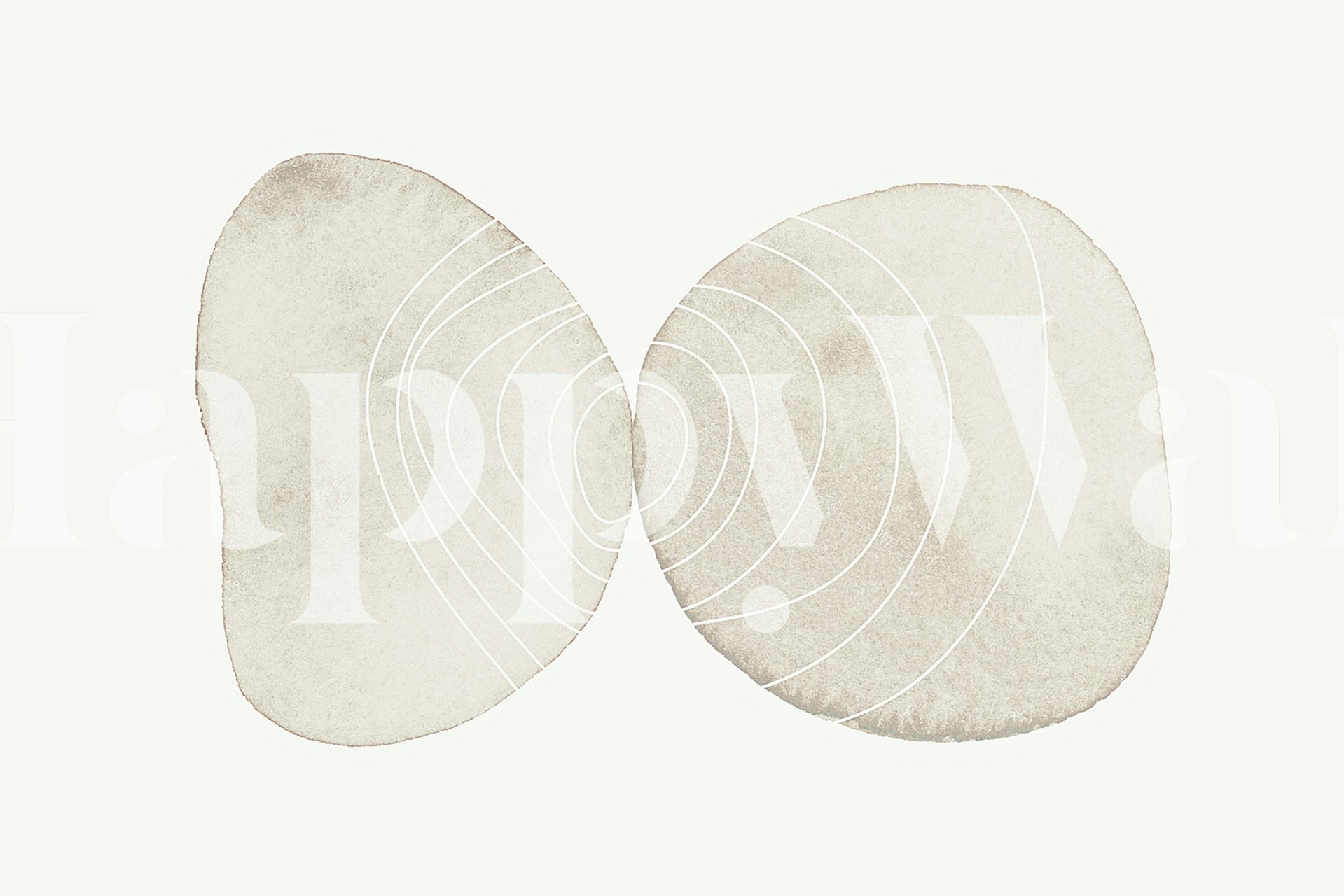 Overlappende cirkler vægmaleri i neutrale toner