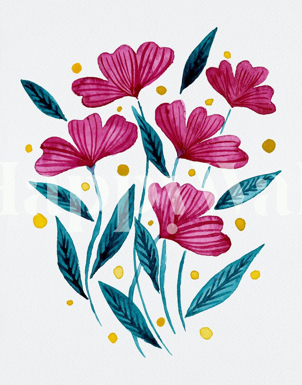 Cute floral bouquet pink carta da parati in una stanza