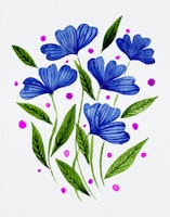 Cute floral bouquet blue wallpaper