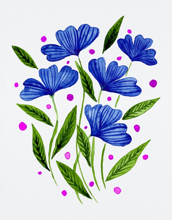 Cute floral bouquet blue