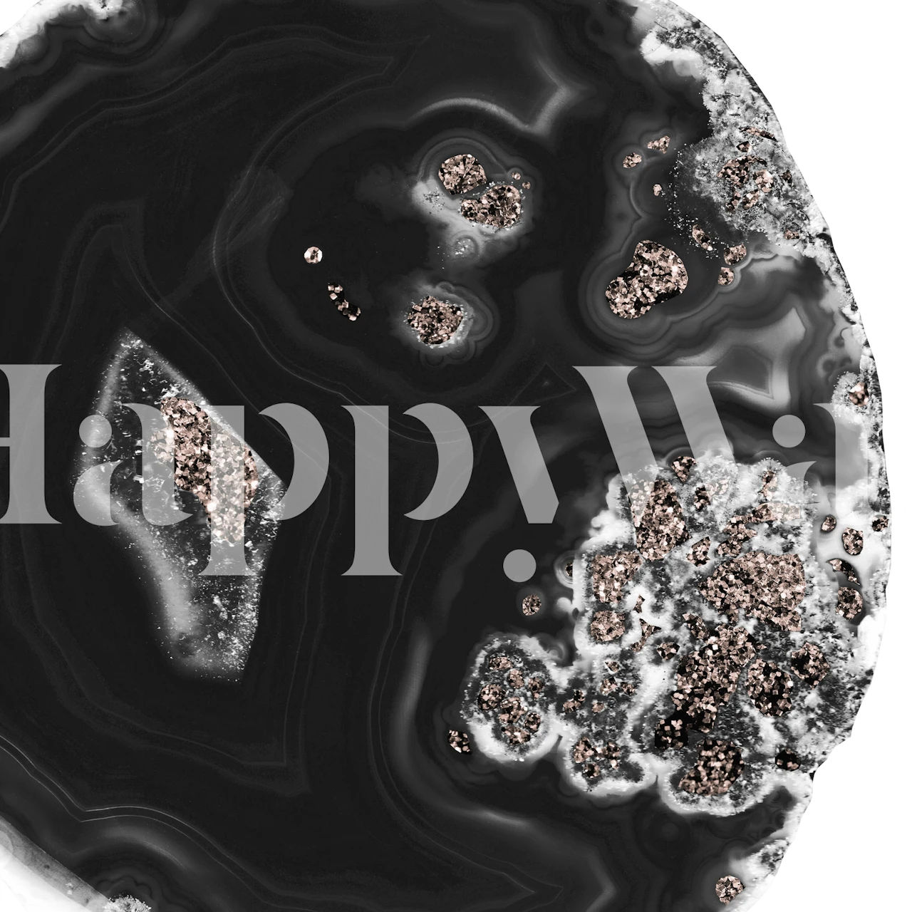 Malachite Rose Gold Glitter wallpaper in a room