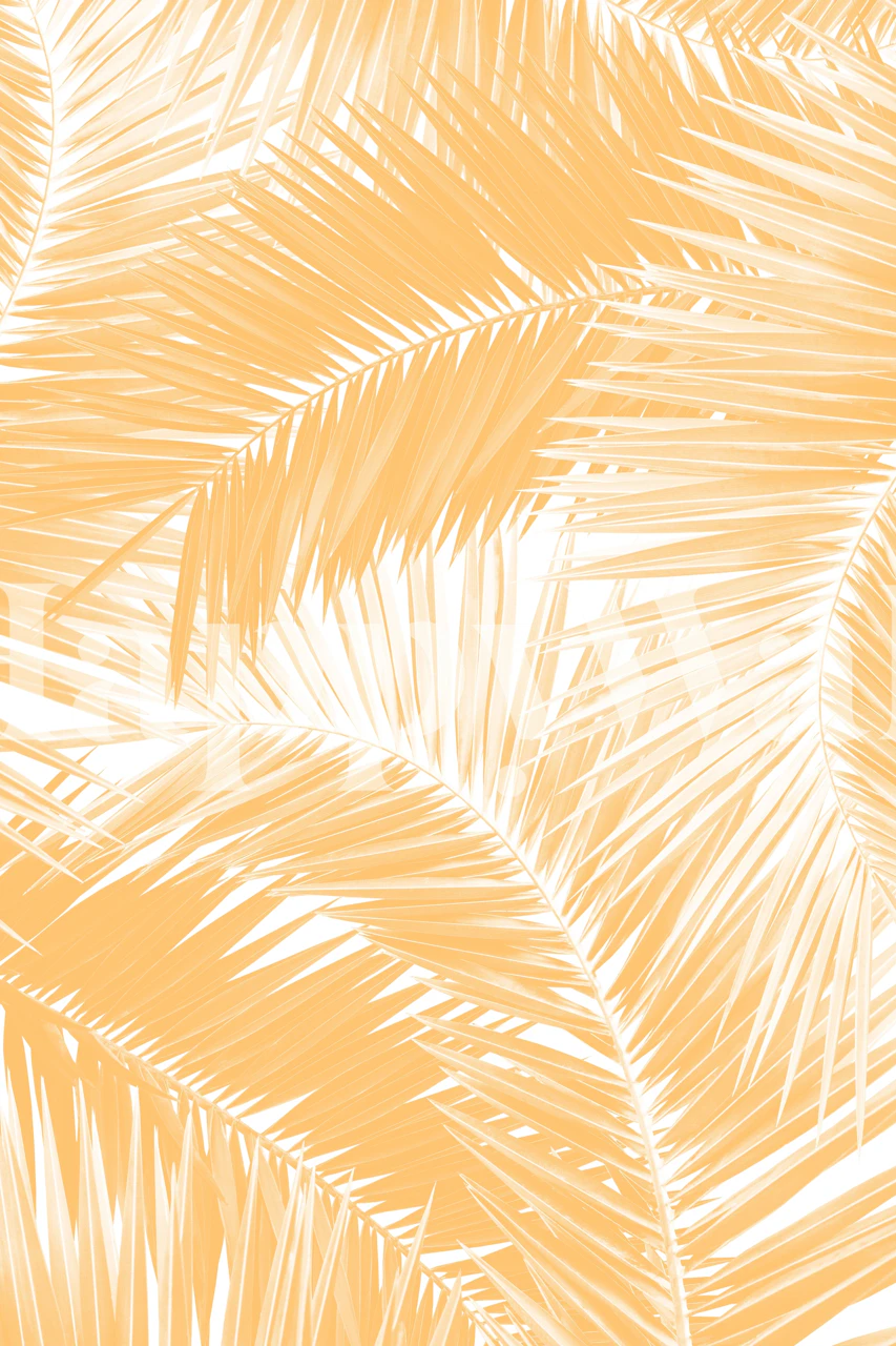Tropical palm leaf pattern wall mural in warm tones