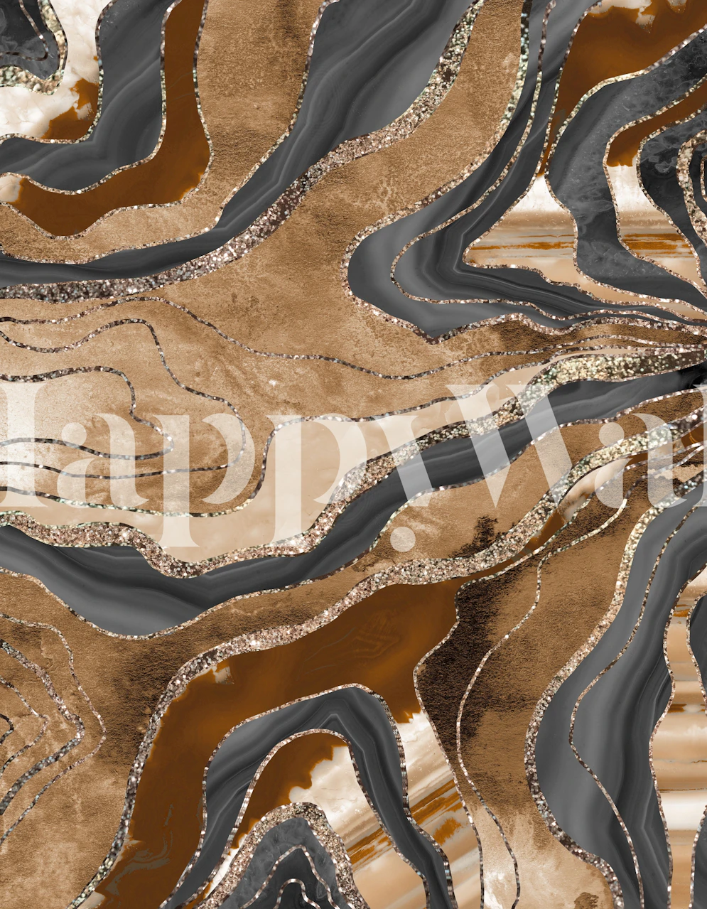 Abstract earthy marble pattern in gold, gray, and brown wallpaper